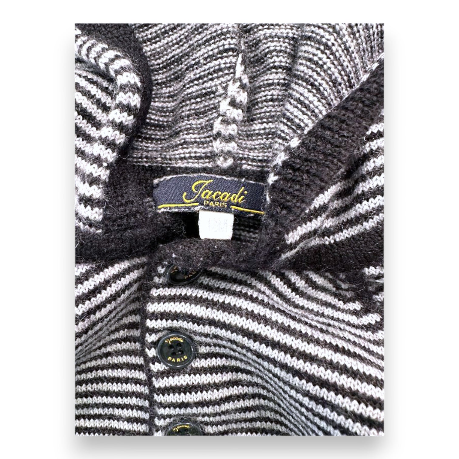 JACADI - Blau-grau gestreiftes Wollsweatshirt - 12 Monate