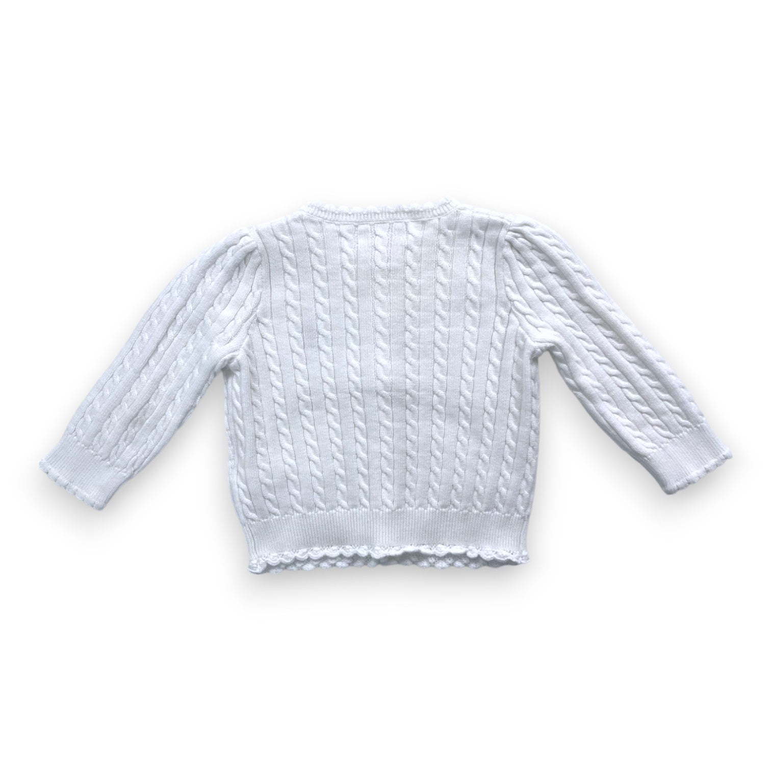 RALPH LAUREN - Weiße Strickjacke mit Zopfmuster - 12 Monate