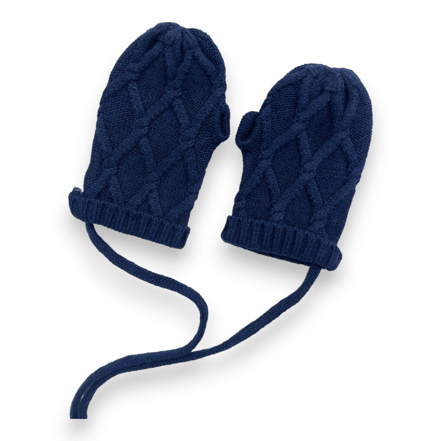 TARTINE &amp; CHOCOLAT - Cable-knitted navy scarf and mittens (new) - T3