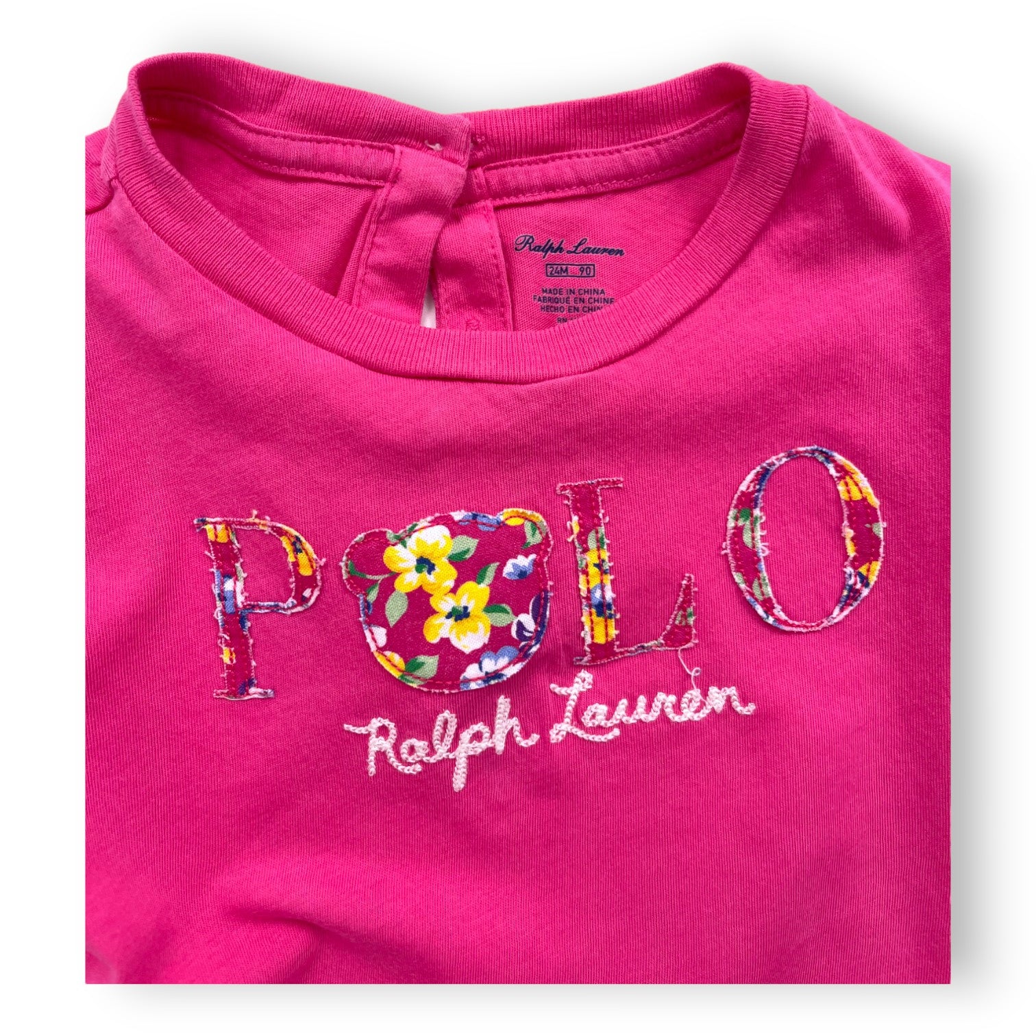 RALPH LAUREN - Pink patterned short-sleeved T-shirt - 2 years