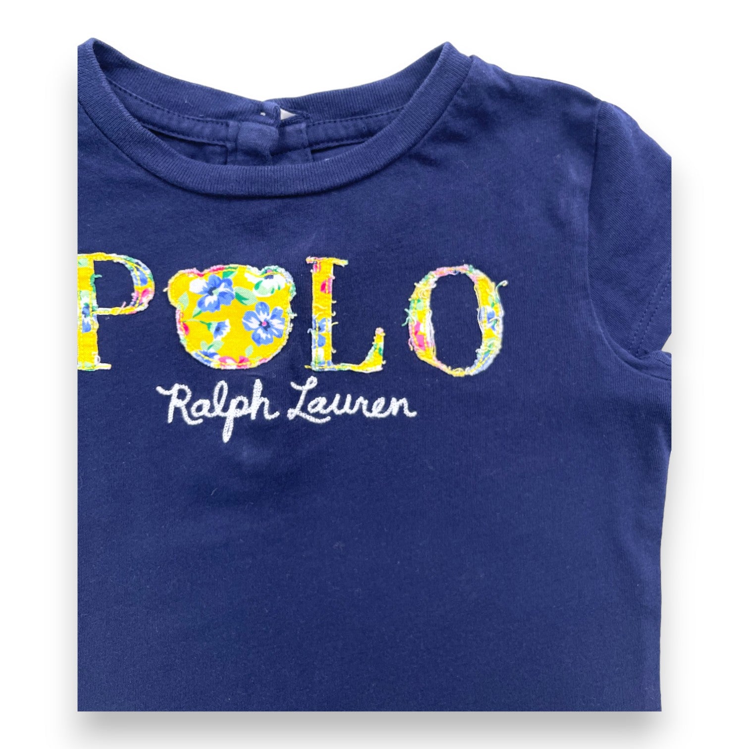 RALPH LAUREN - T shirt manches courtes bleu marine à motifs - 2 ans