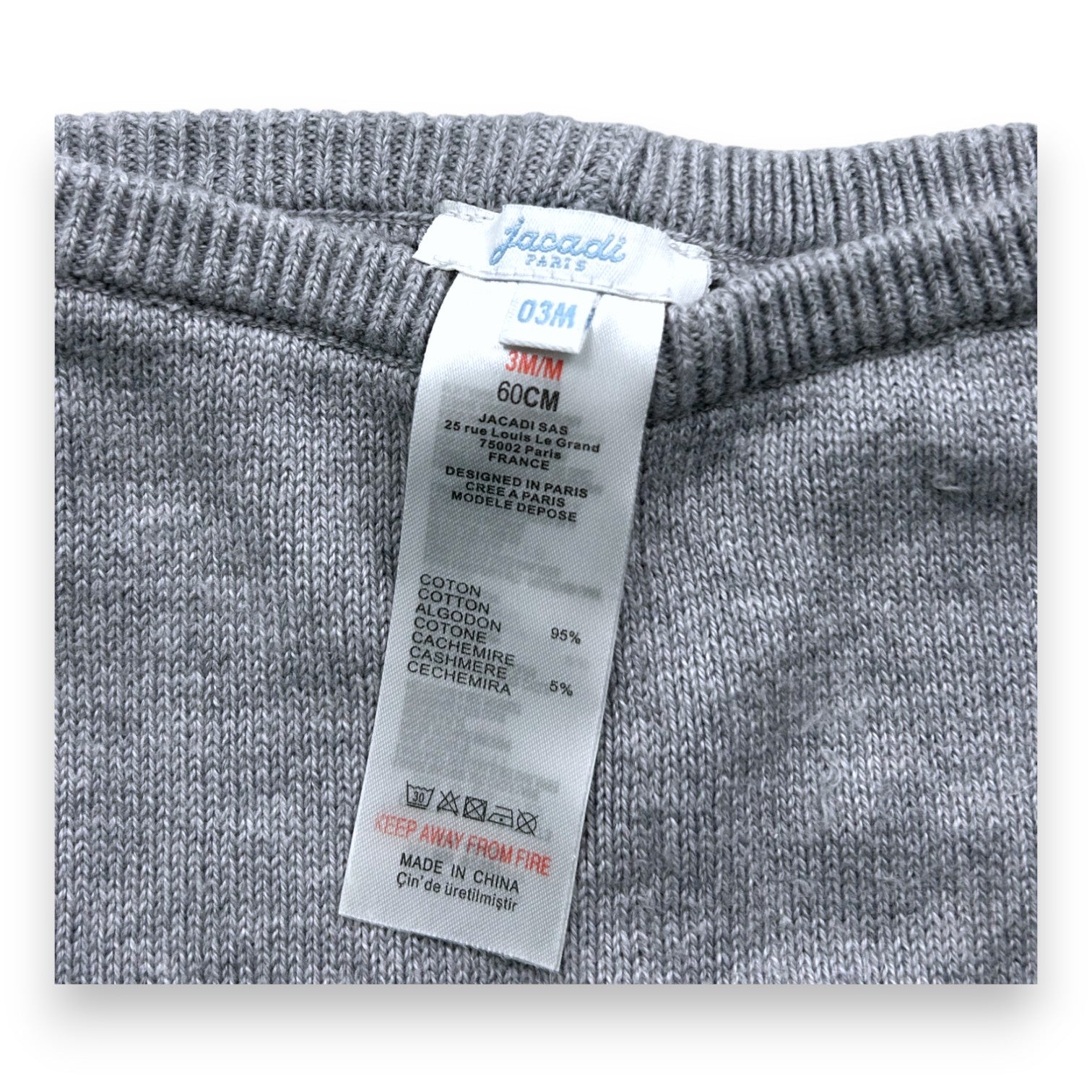 JACADI - Leggings gris - 3 mois