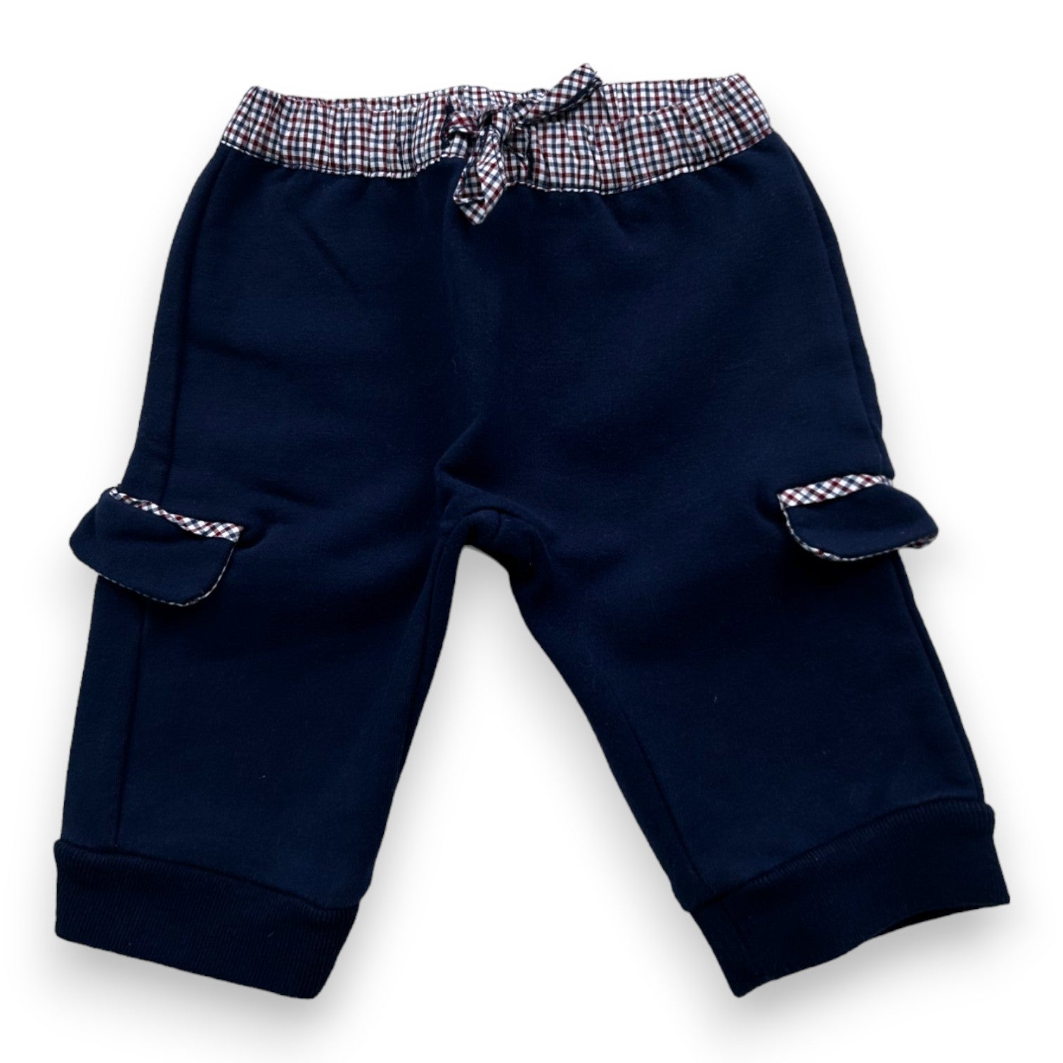 JACADI - Pantalon bleu à détails Vichy - 3 mois