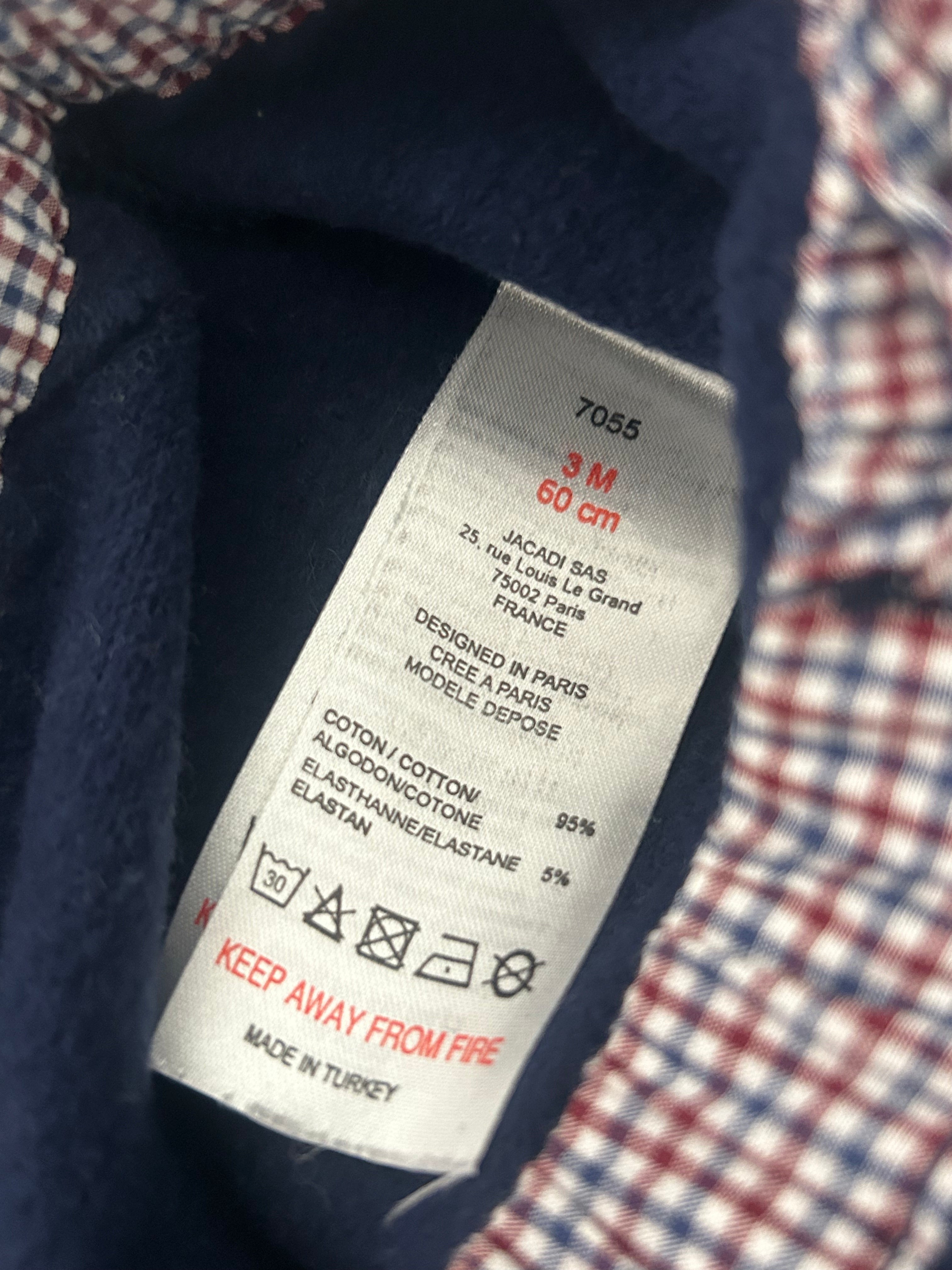 JACADI - Blaue Hose mit Gingham-Details - 3 Monate