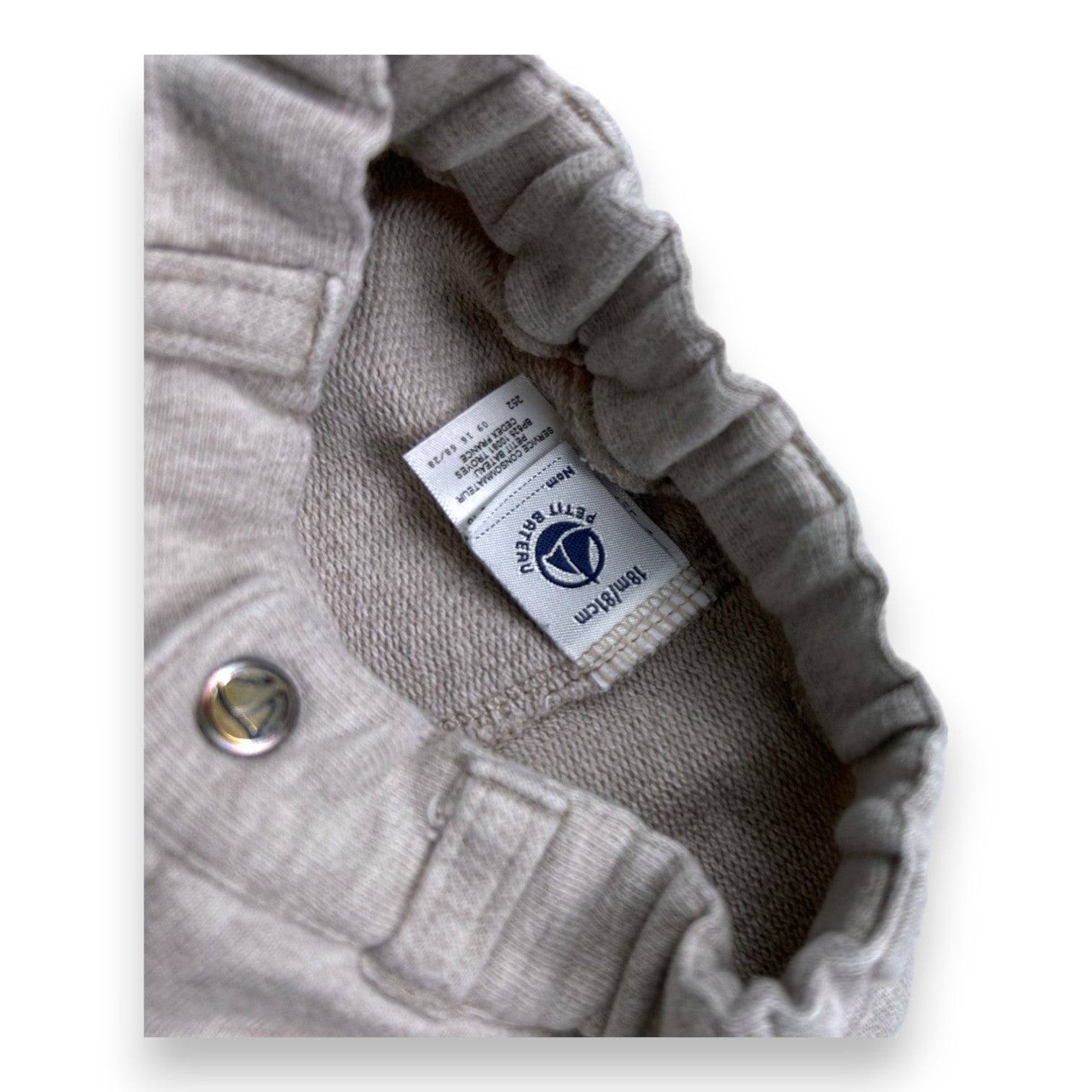 PETIT BATEAU - Pantalon en molleton beige - 18 mois