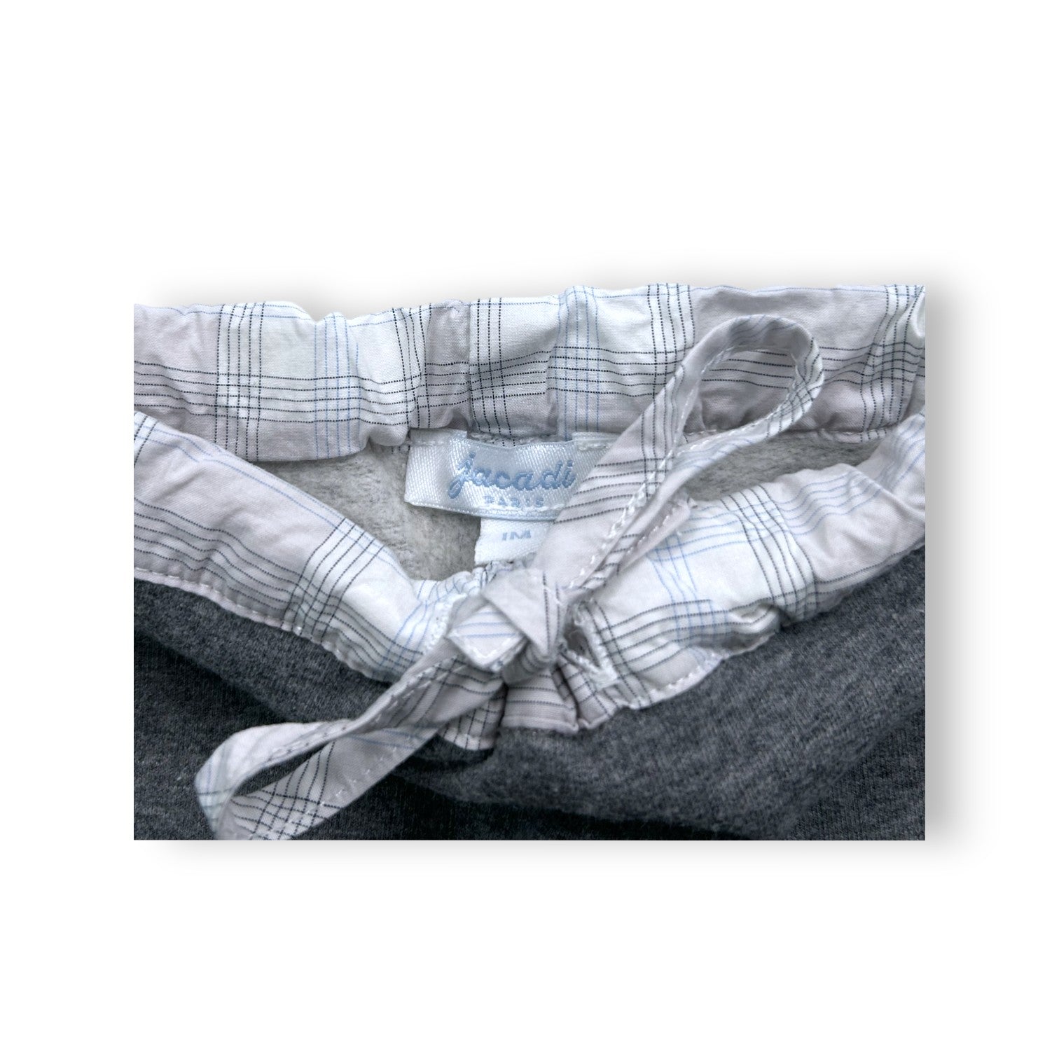 JACADI - Pantalon gris à détails Vichy - 1mois