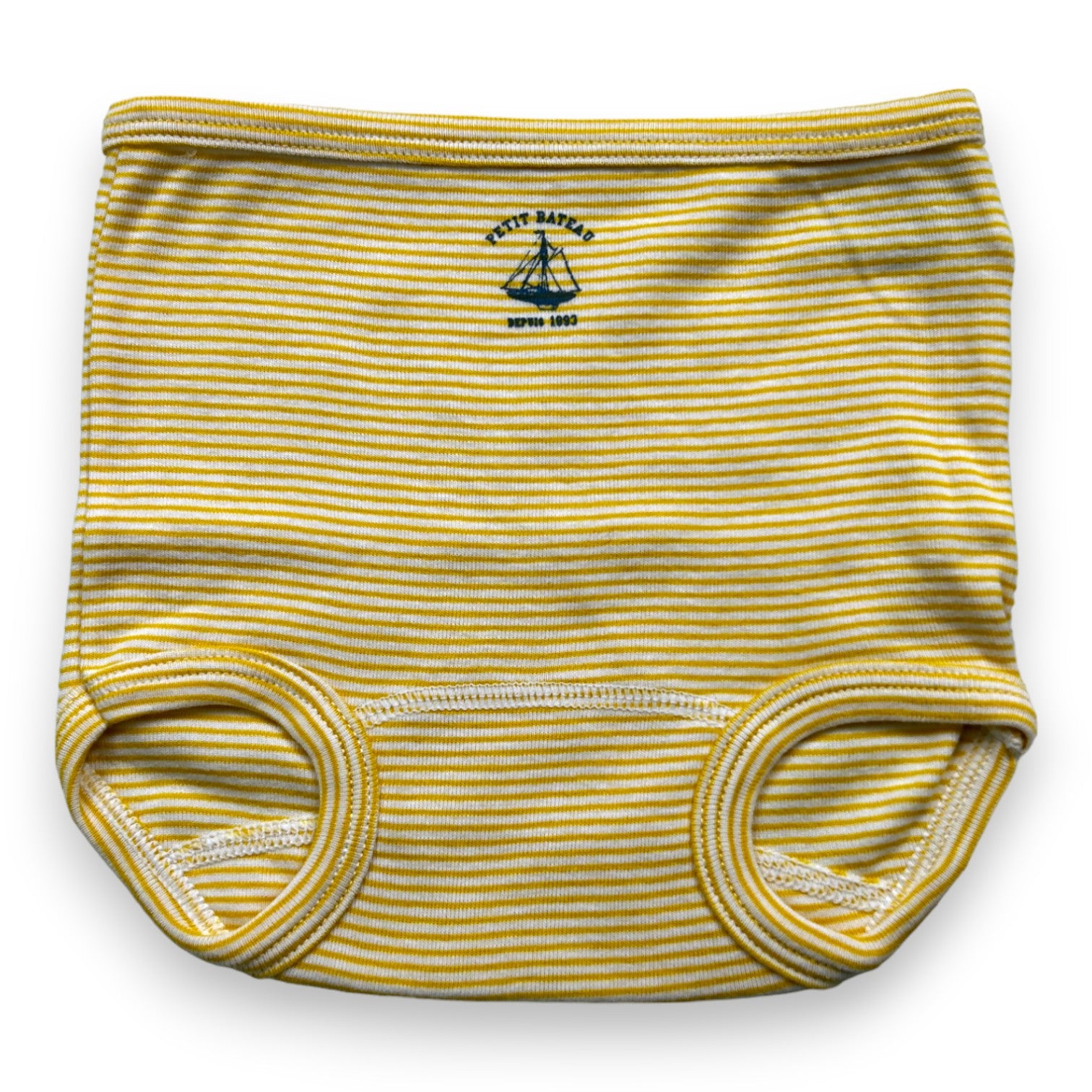 PETIT BATEAU - Bloomer jaune à rayures blanches - 12 mois