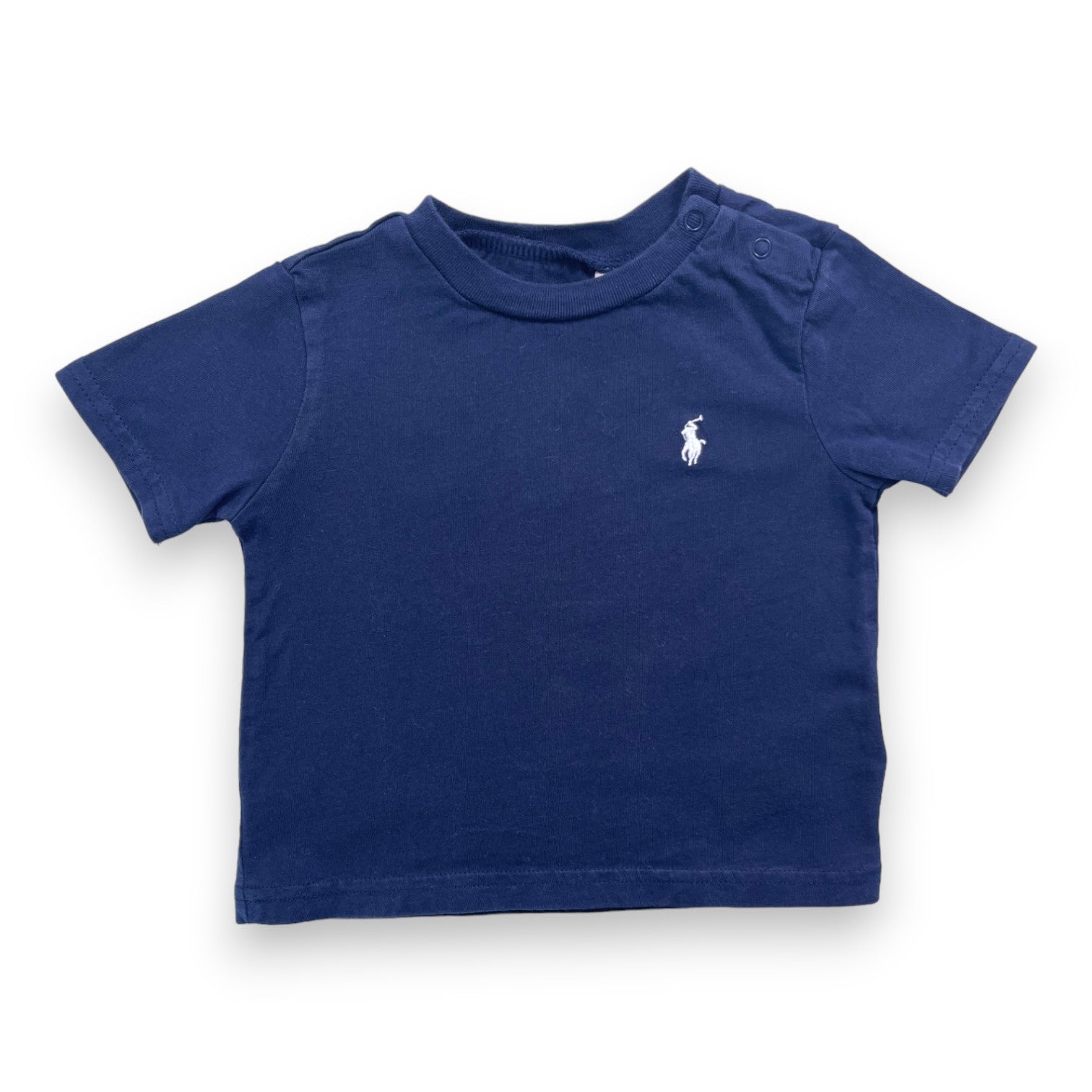 RALPH LAUREN - T shirt bleu marine logo brodé - 9 mois