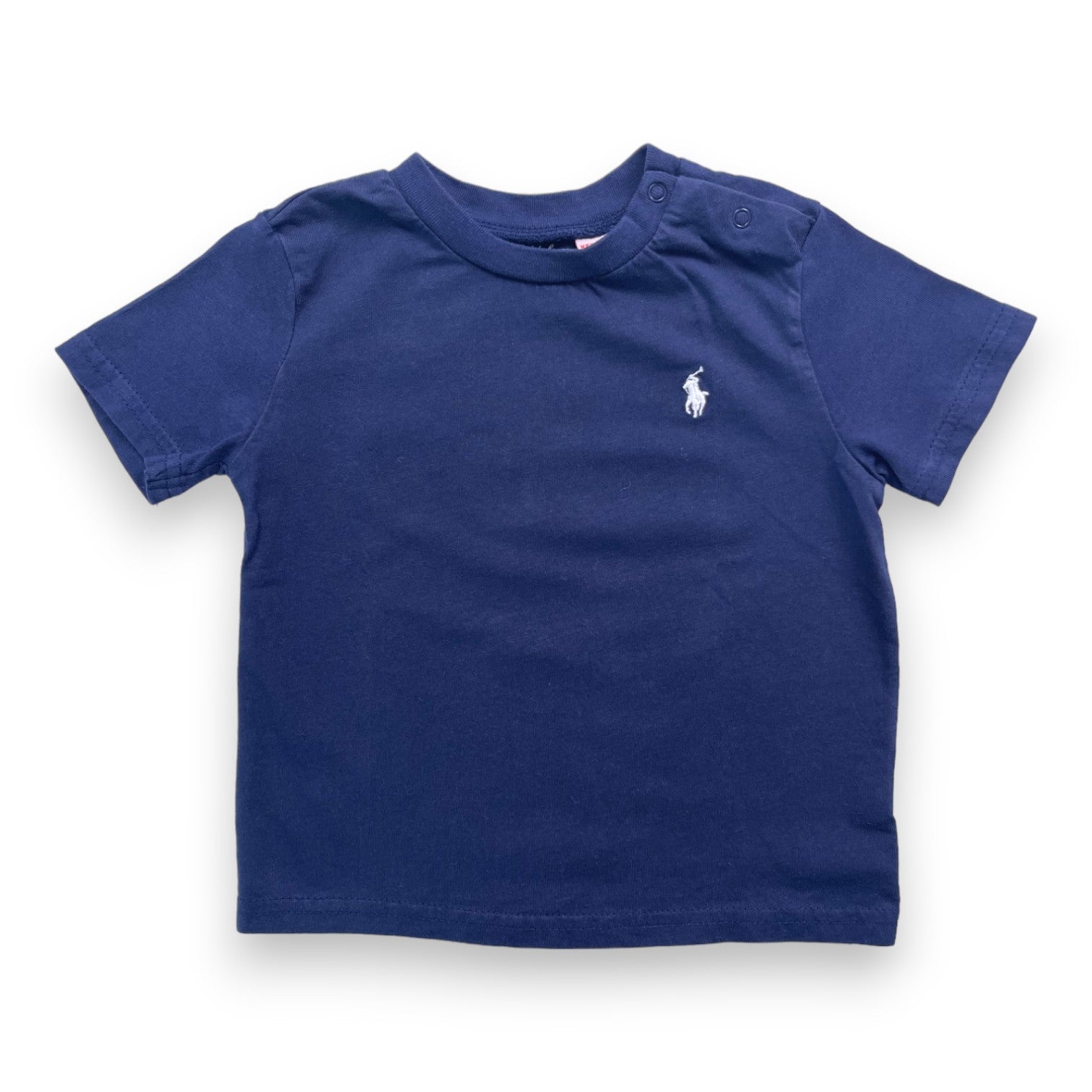 RALPH LAUREN - T shirt bleu marine logo brodé - 12 mois