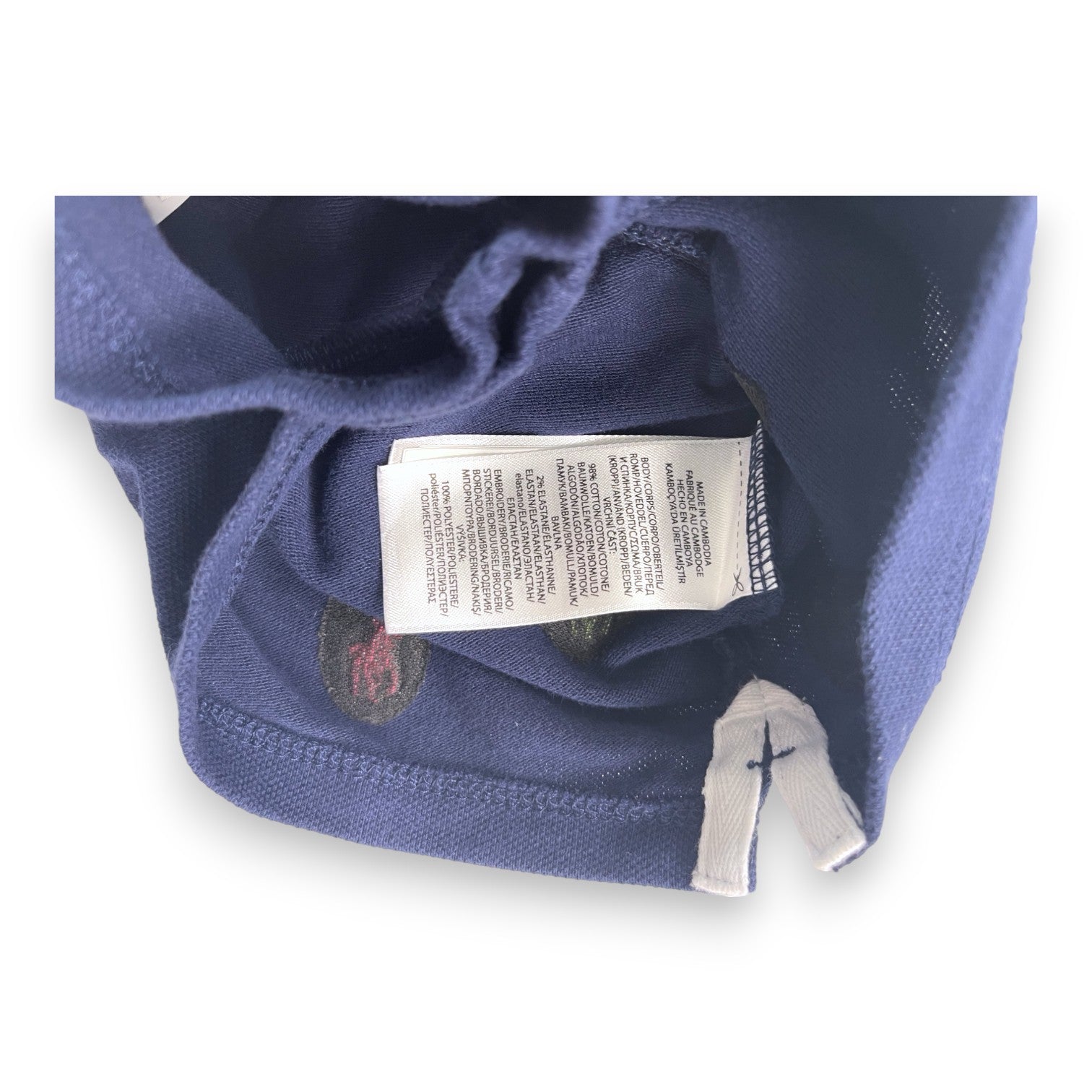 RALPH LAUREN - Marineblaue Shorts mit gestickten bunten Logos - 9 Monate