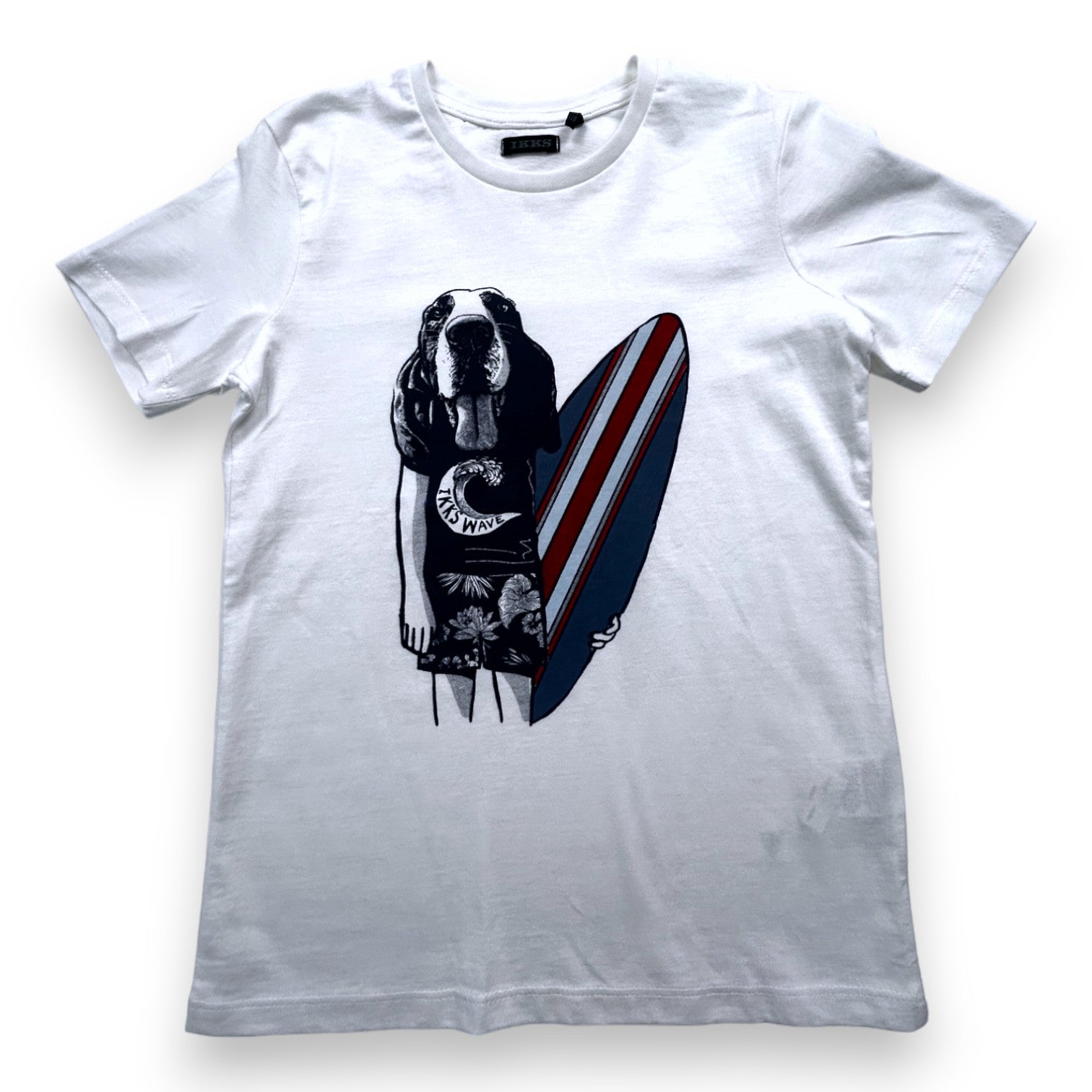 IKKS - T-shirt blanc dessin chien - 8 ans