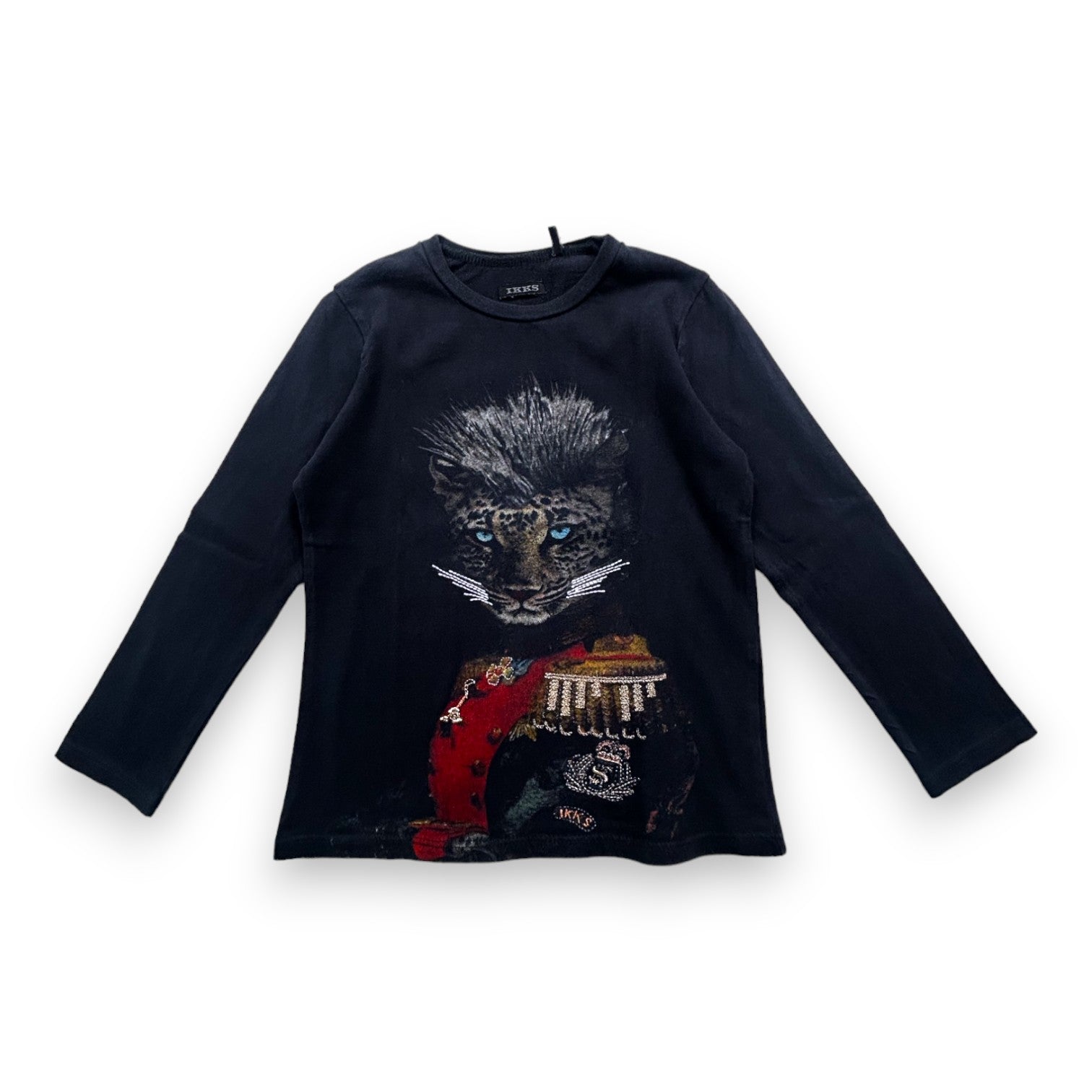 IKKS - Pull manches longues bleu marine imprimé chat - 4 ans