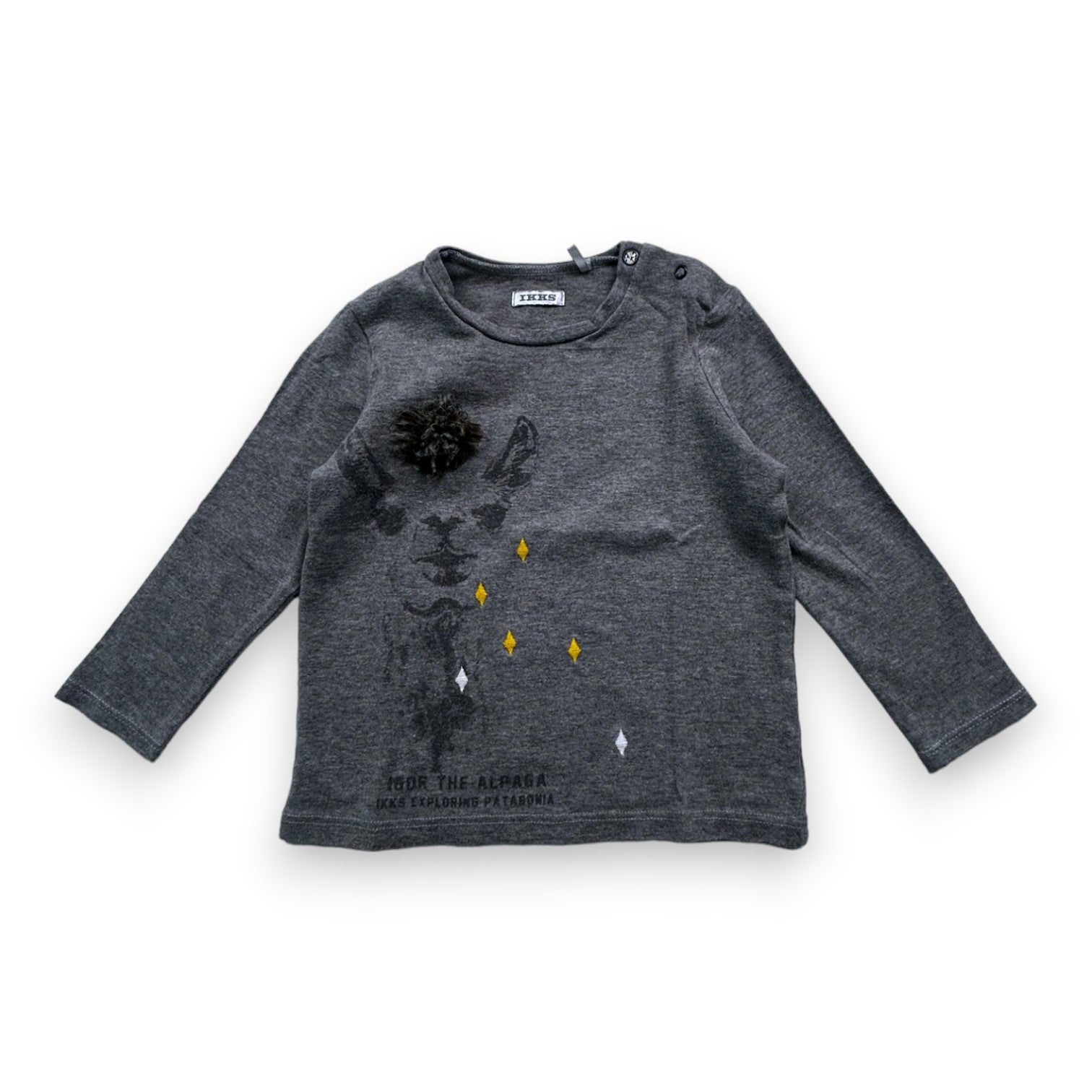 IKKS - T-shirt manches longues gris imprimé alpaga - 2 ans