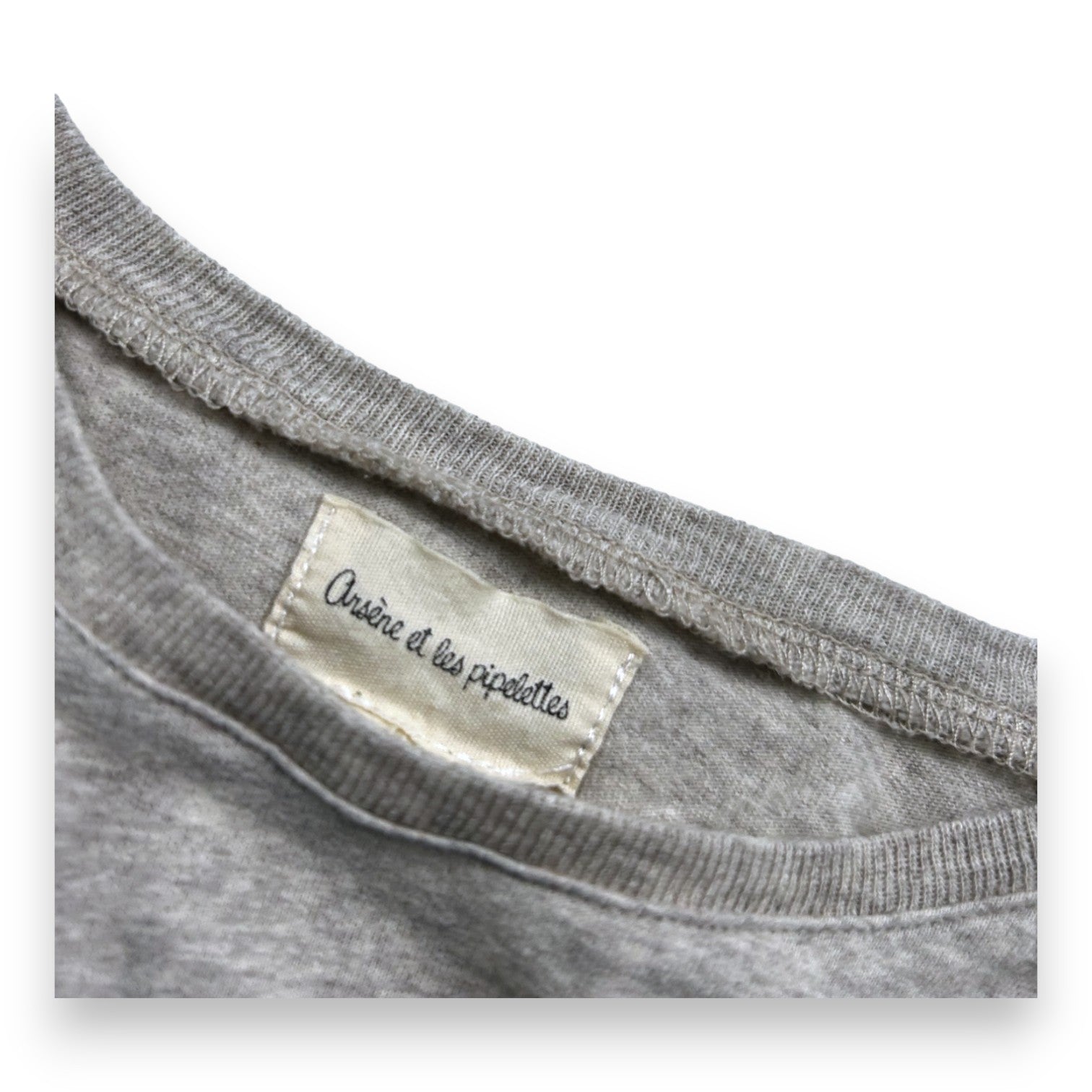 ARSÈNE ET LES PIPELETTES - T-shirt manches longues gris "NIET" en velours - 8 ans