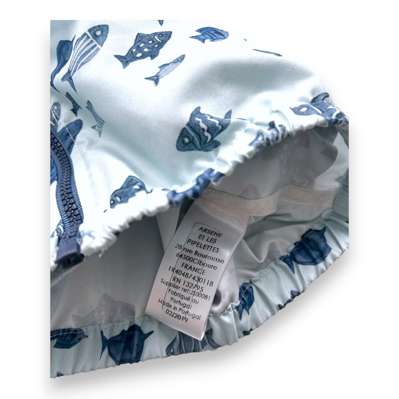 ARSÈNE ET LES PIPELETTES - Coupe vent bleu à motifs poissons - 8 ans