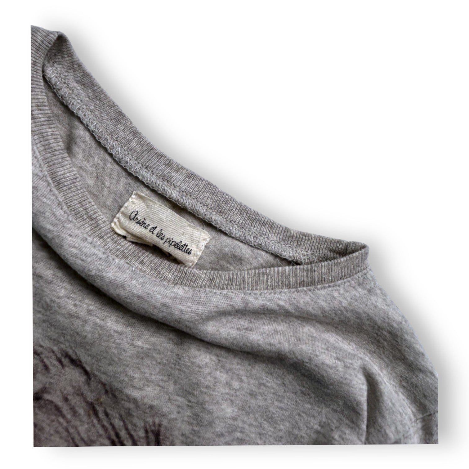 ARSÈNE ET LES PIPELETTES - T-shirt gris manches longues imprimé loup  - 8 ans