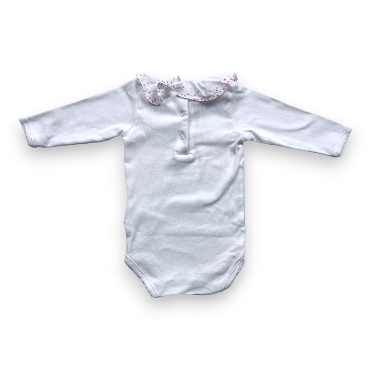 BONPOINT - Weißer Body mit besticktem Kragen - 3 Monate