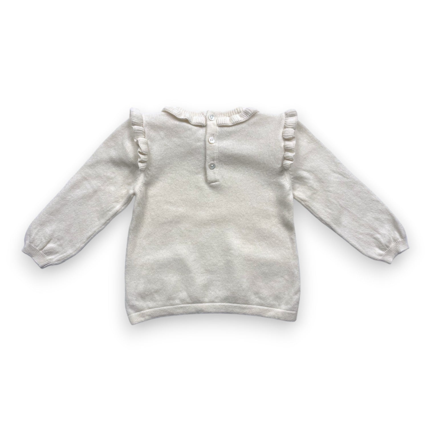 LA CHATELAINE - Ecru cashmere dress - 12 months