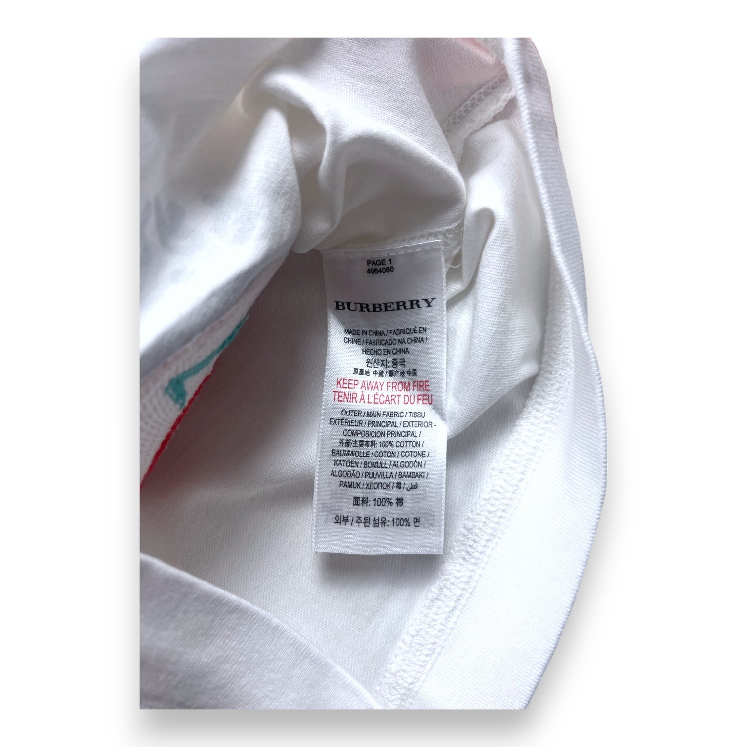 BURBERRY - T shirt blanc et rayé à motifs colorés en relief - 18 mois