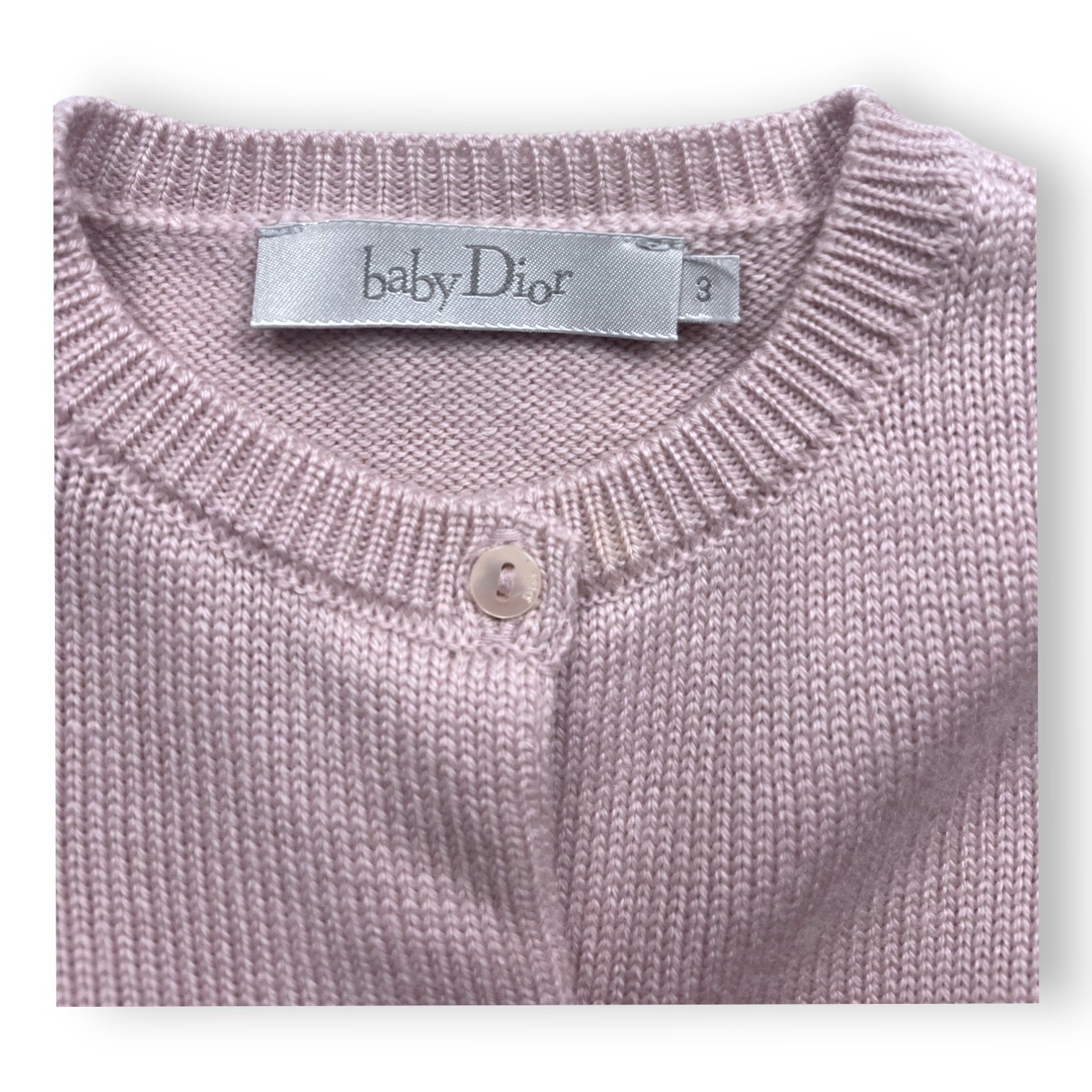 BABY DIOR - Ensemble robe et cardigan roses en laine - 3 mois