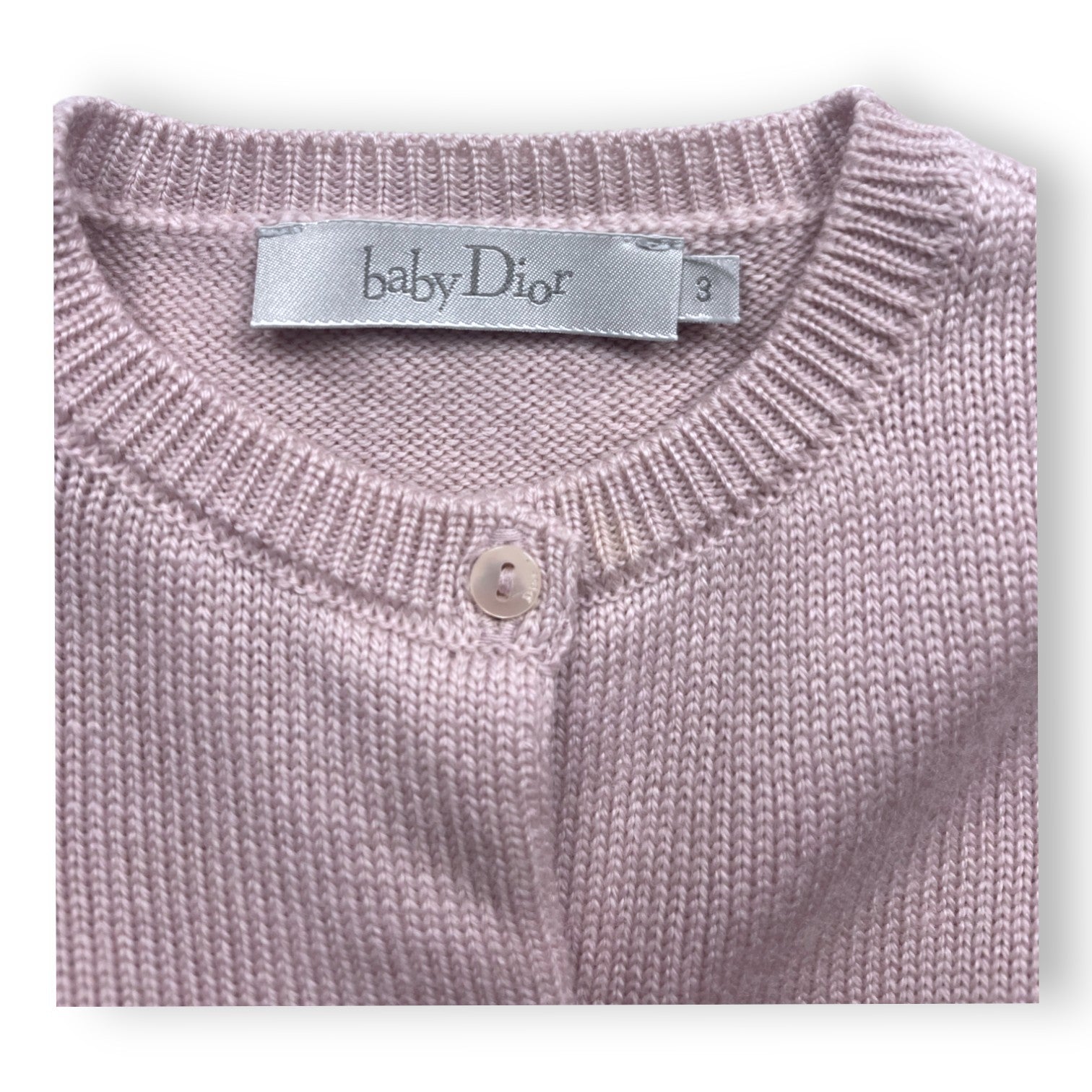 BABY DIOR – Rosafarbenes Set aus Wollkleid und Strickjacke – 3 Monate