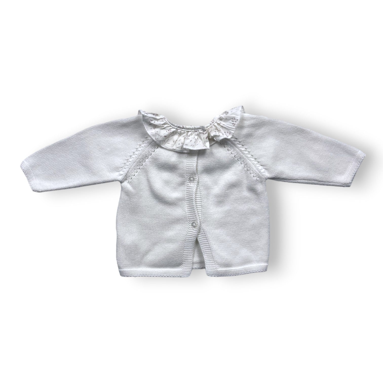 BONNET À POMPON - Pull blanc à col fleuri - 6 mois