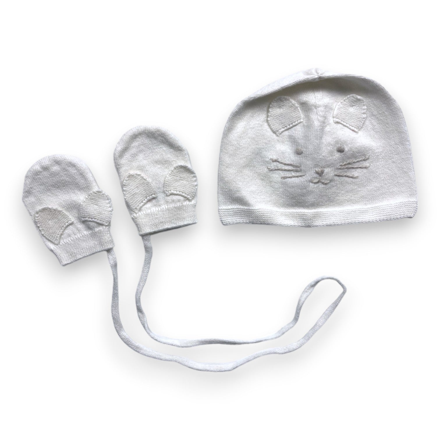 TARTINE ET CHOCOLAT - Bonnet et gants écrus - 1/3 mois