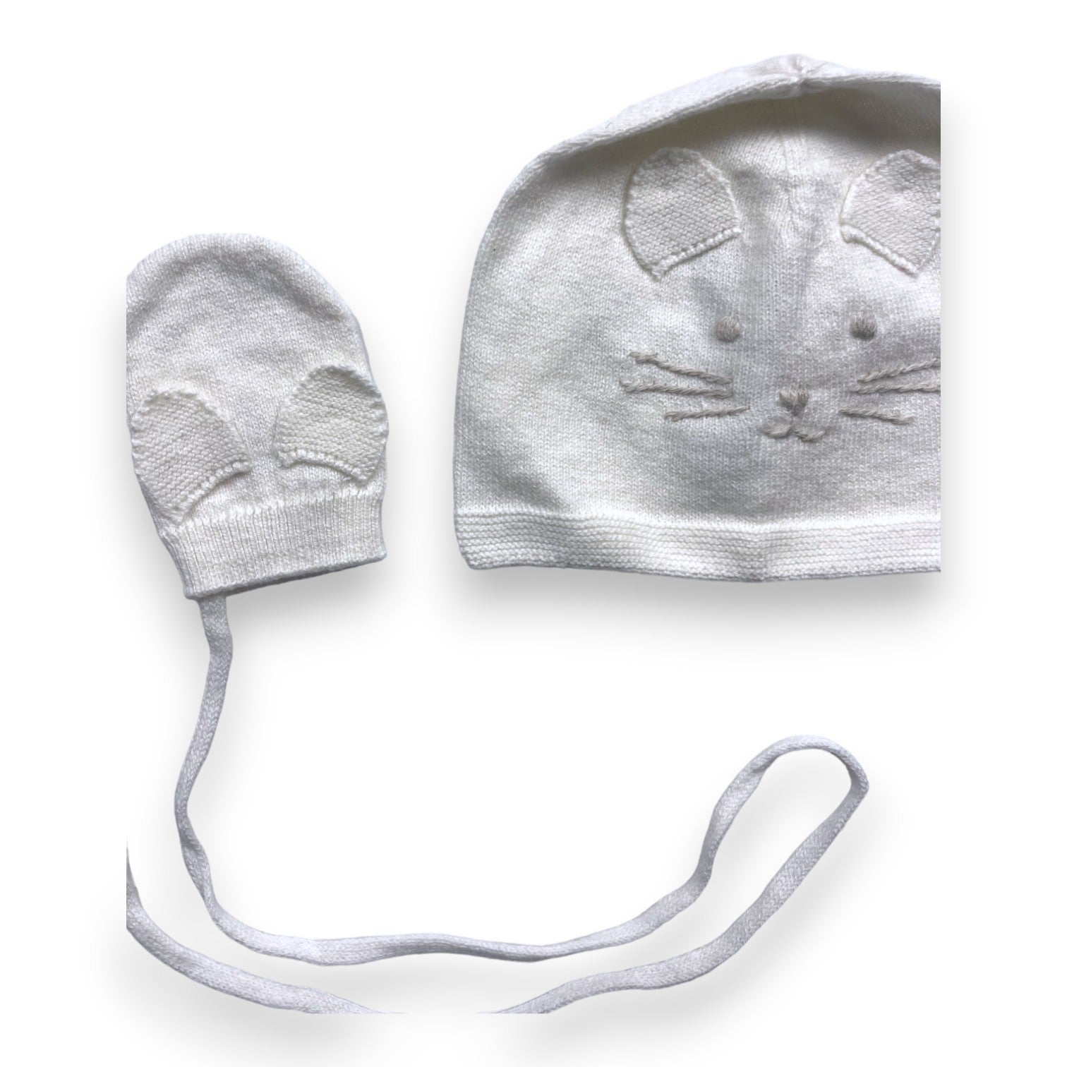 TARTINE ET CHOCOLAT - Bonnet et gants écrus - 1/3 mois