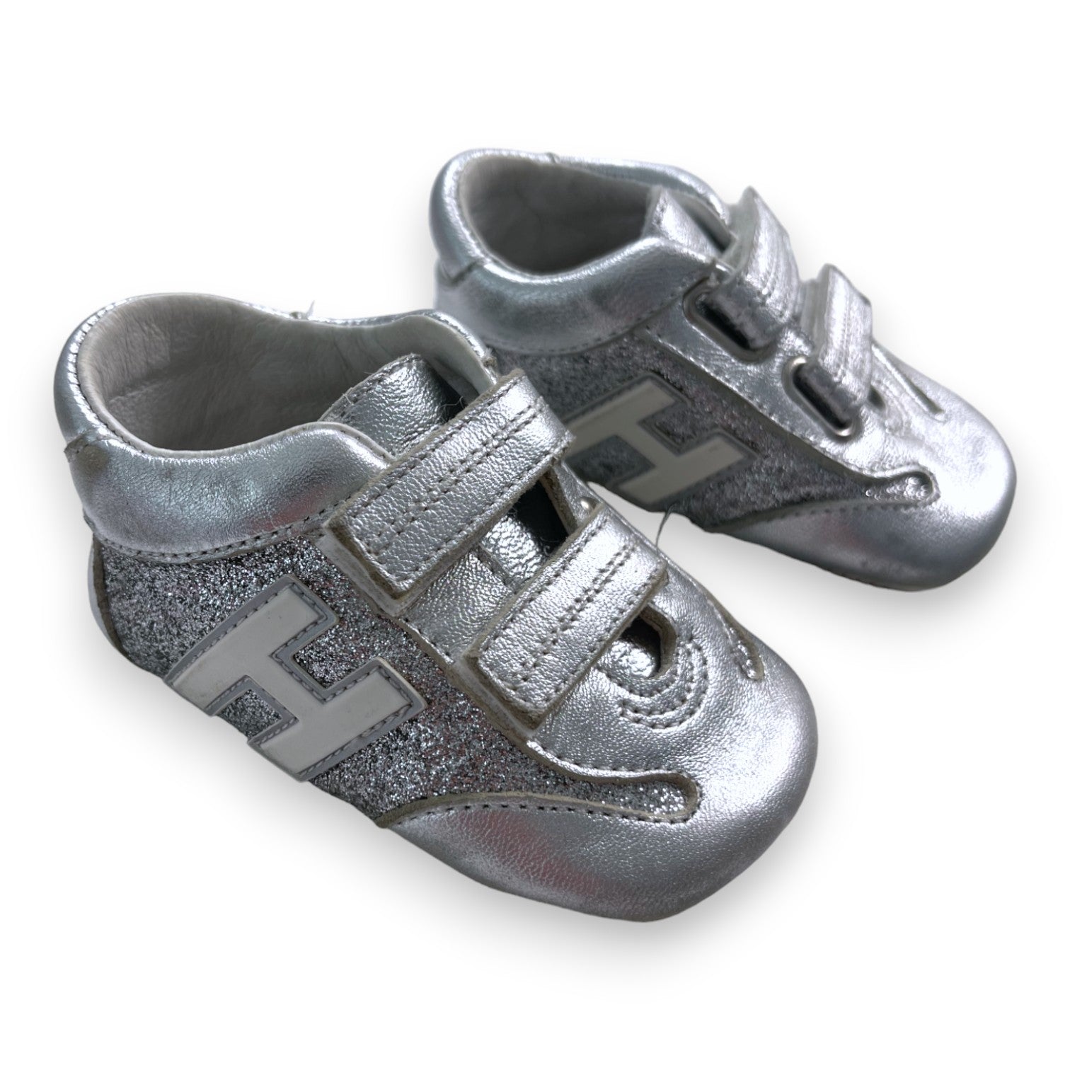 HOGAN - Chaussons argentés à scratch - 19