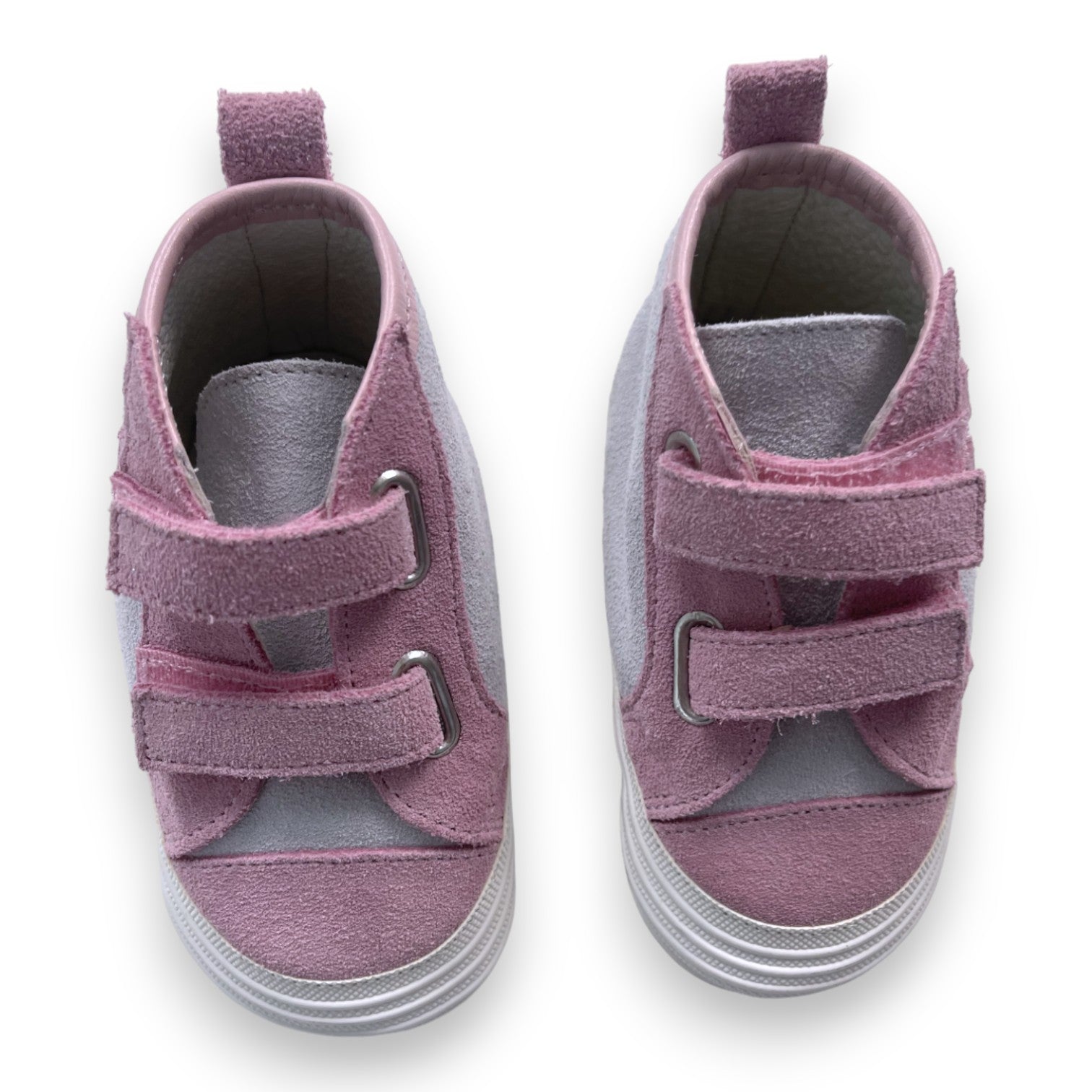 HOGAN - Chaussons montants roses et gris à scratch - 20