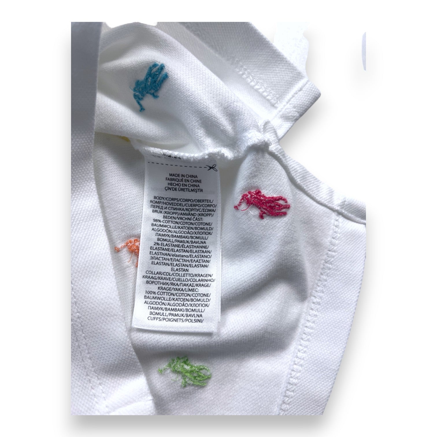 RALPH LAUREN - Polo blanc à logos colorés brodés - 2 ans