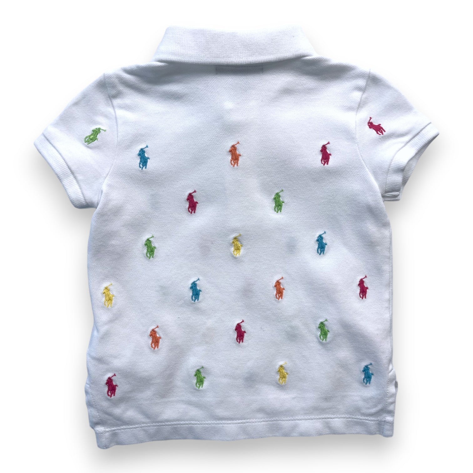 RALPH LAUREN - Weißes Poloshirt mit gestickten farbigen Logos - 2 Jahre