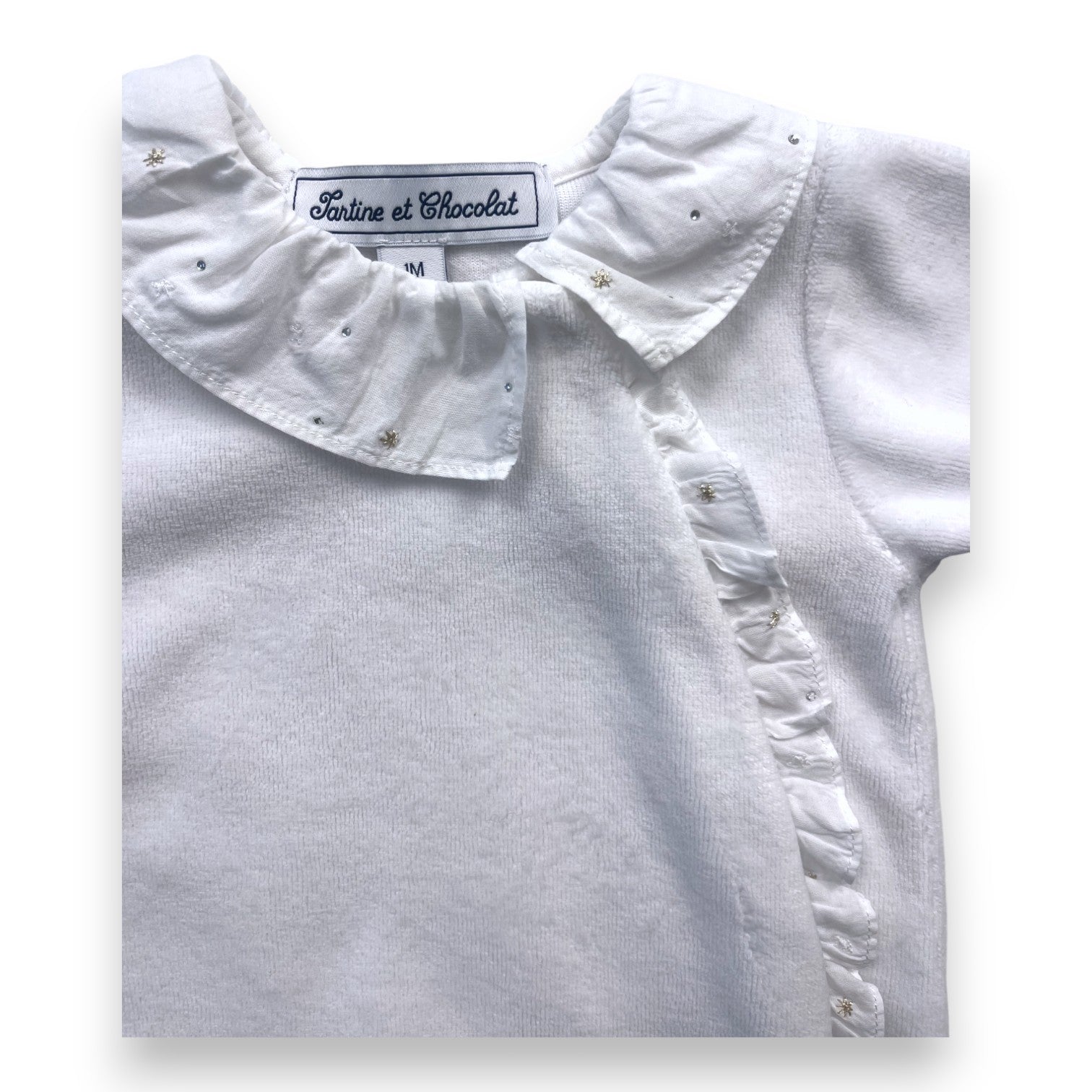 TARTINE & CHOCOLAT - Pyjama velours blanc - 1 mois