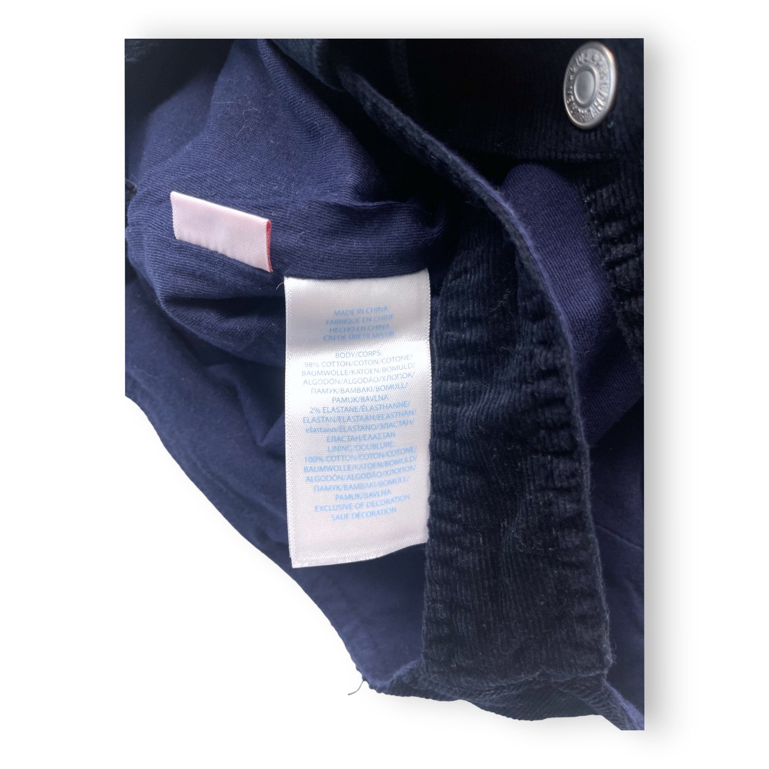 RALPH LAUREN - Salopette bleu marine en velours côtelé - 6 mois