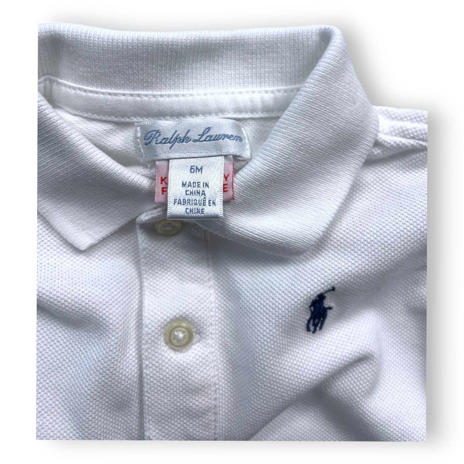 RALPH LAUREN - Polo blanc manches longues - 6 mois