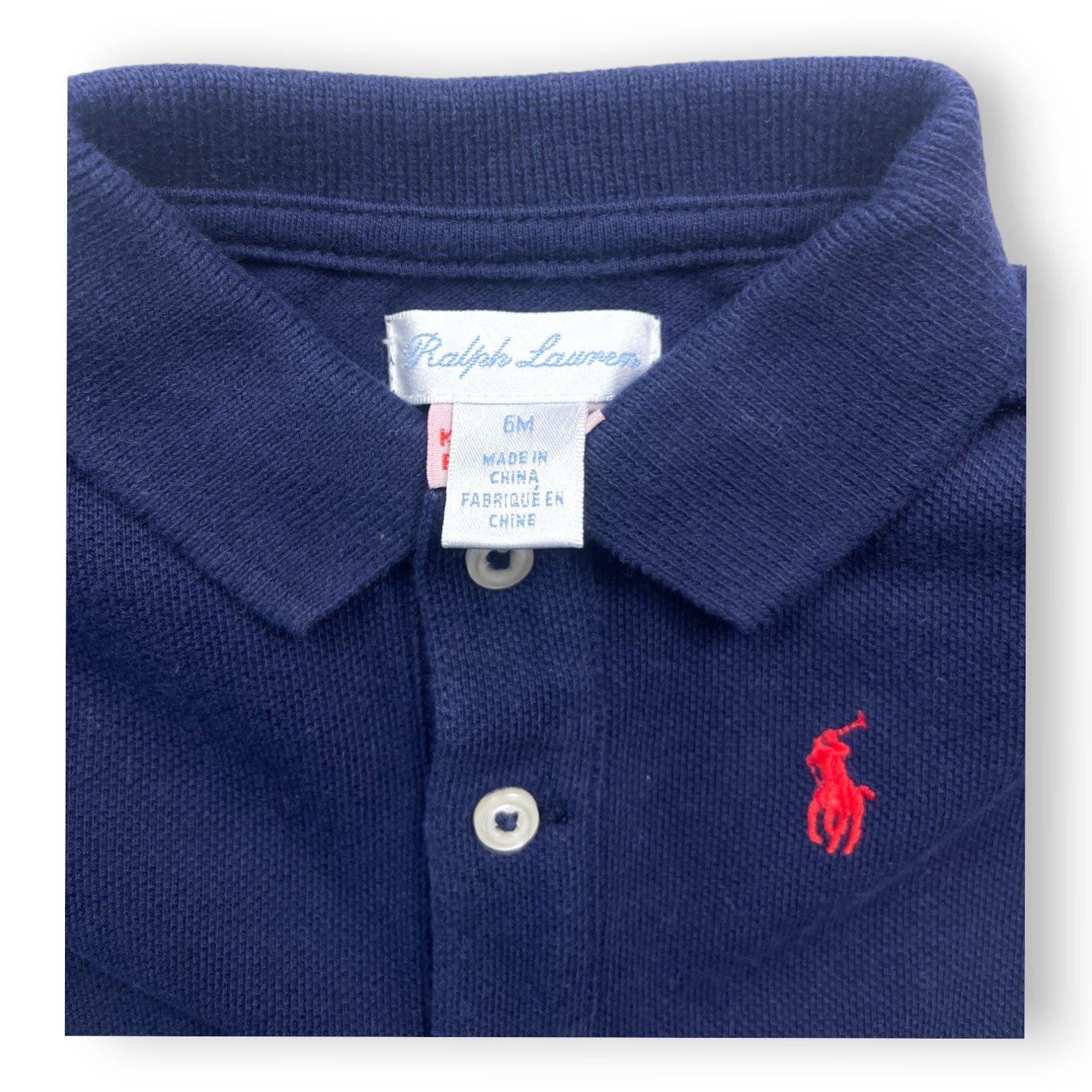 RALPH LAUREN - Polo manches longues bleu marine - 6 mois