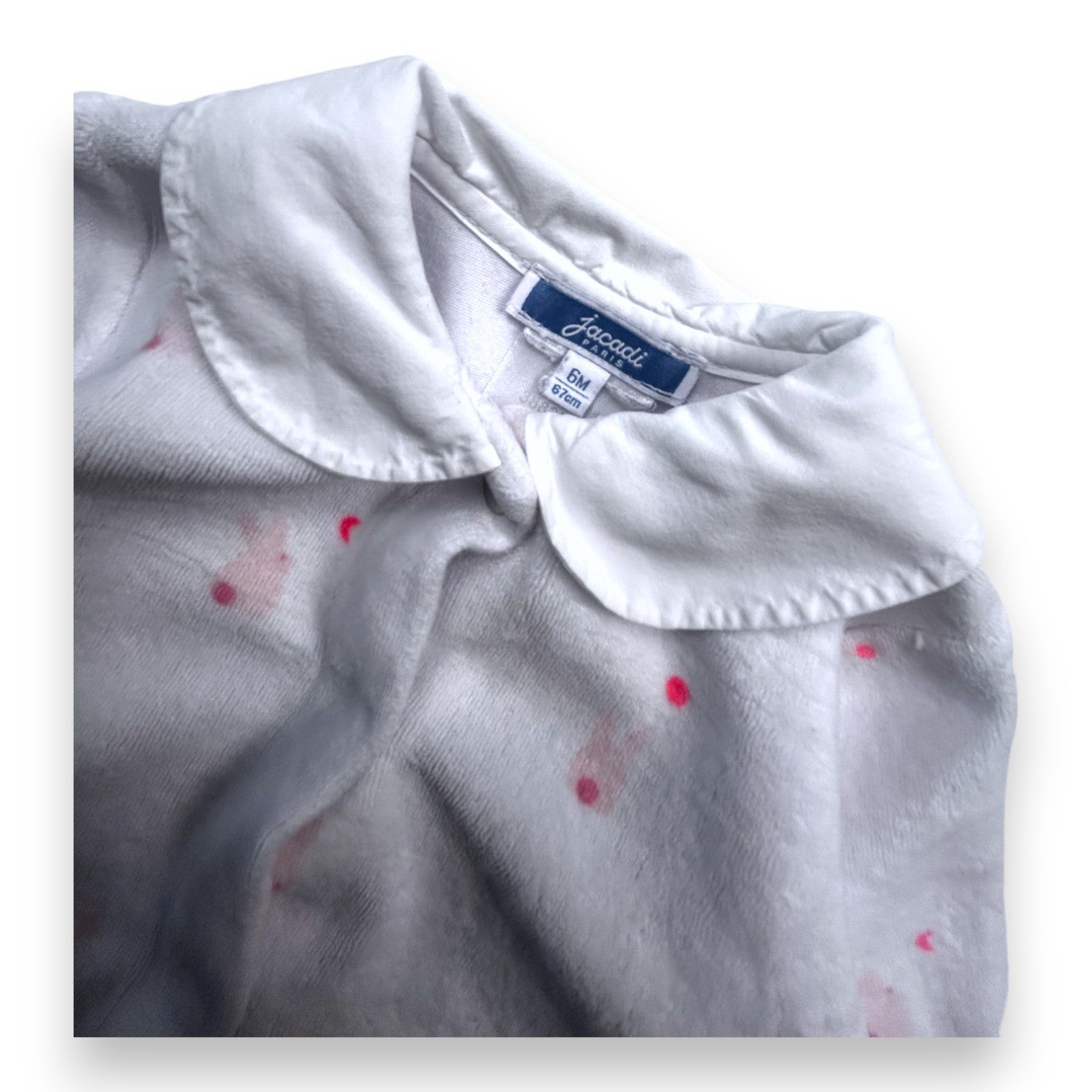 JACADI - Pyjama blanc motif lapin rose - 6 mois