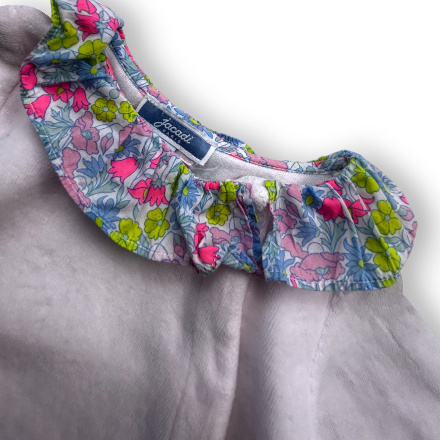 JACDI - Pyjama en velours rose pale col fleuri - 6 mois