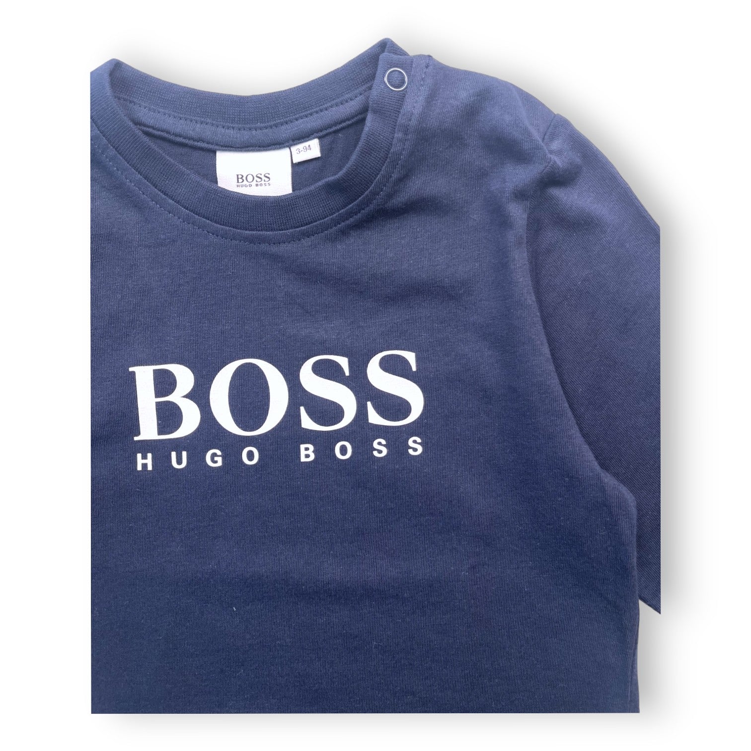 HUGO BOSS - T shirt bleu marine à manches longues - 3 ans