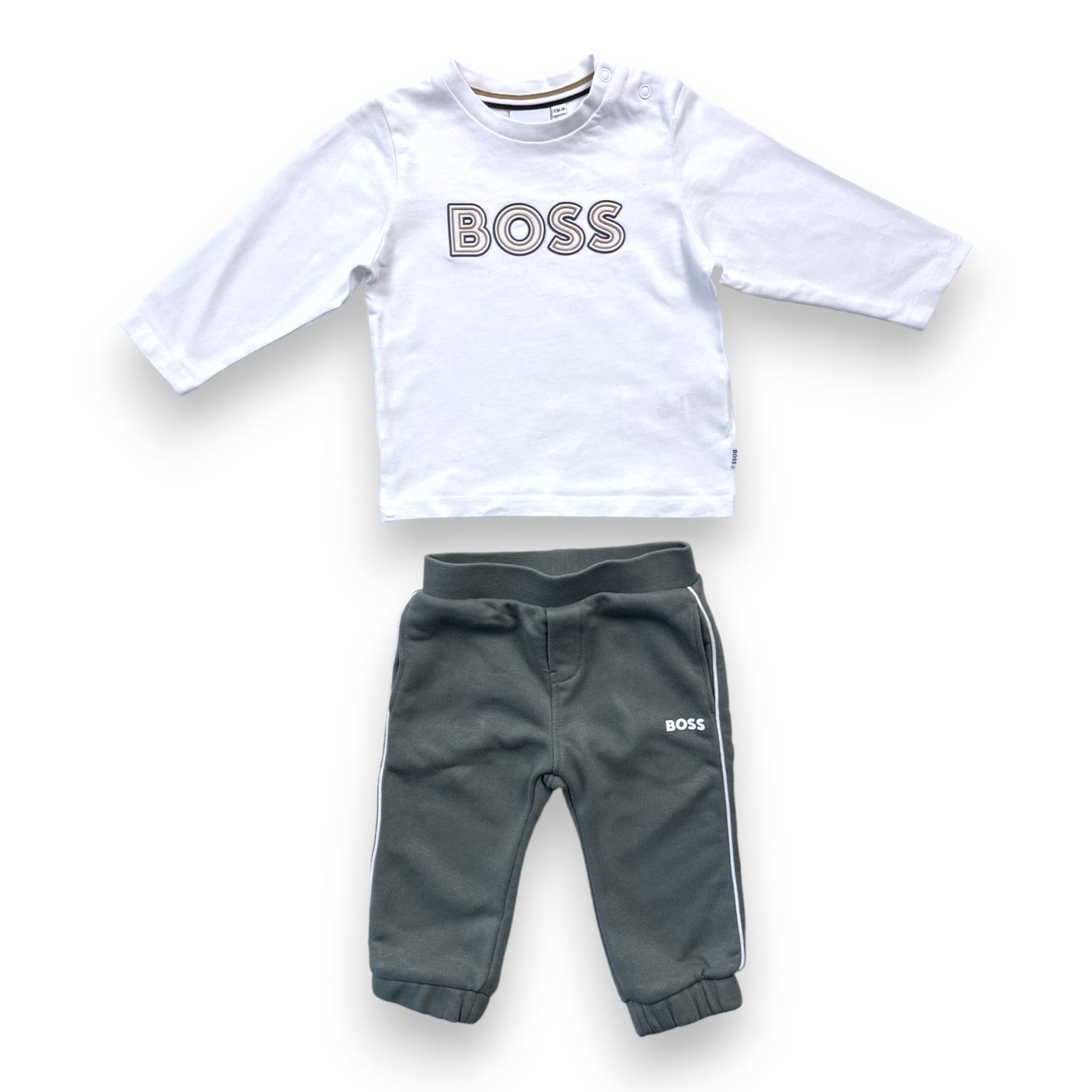 BOSS - Ensemble t shirt manches longues et survêtement kaki - 12 mois