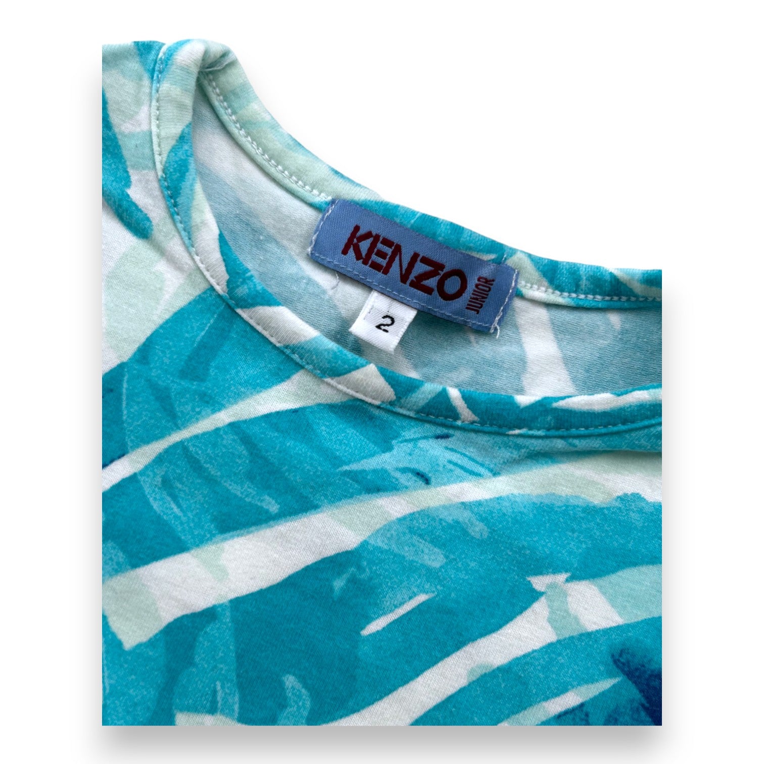 KENZO - Blue leaf pattern T-shirt - 2 years