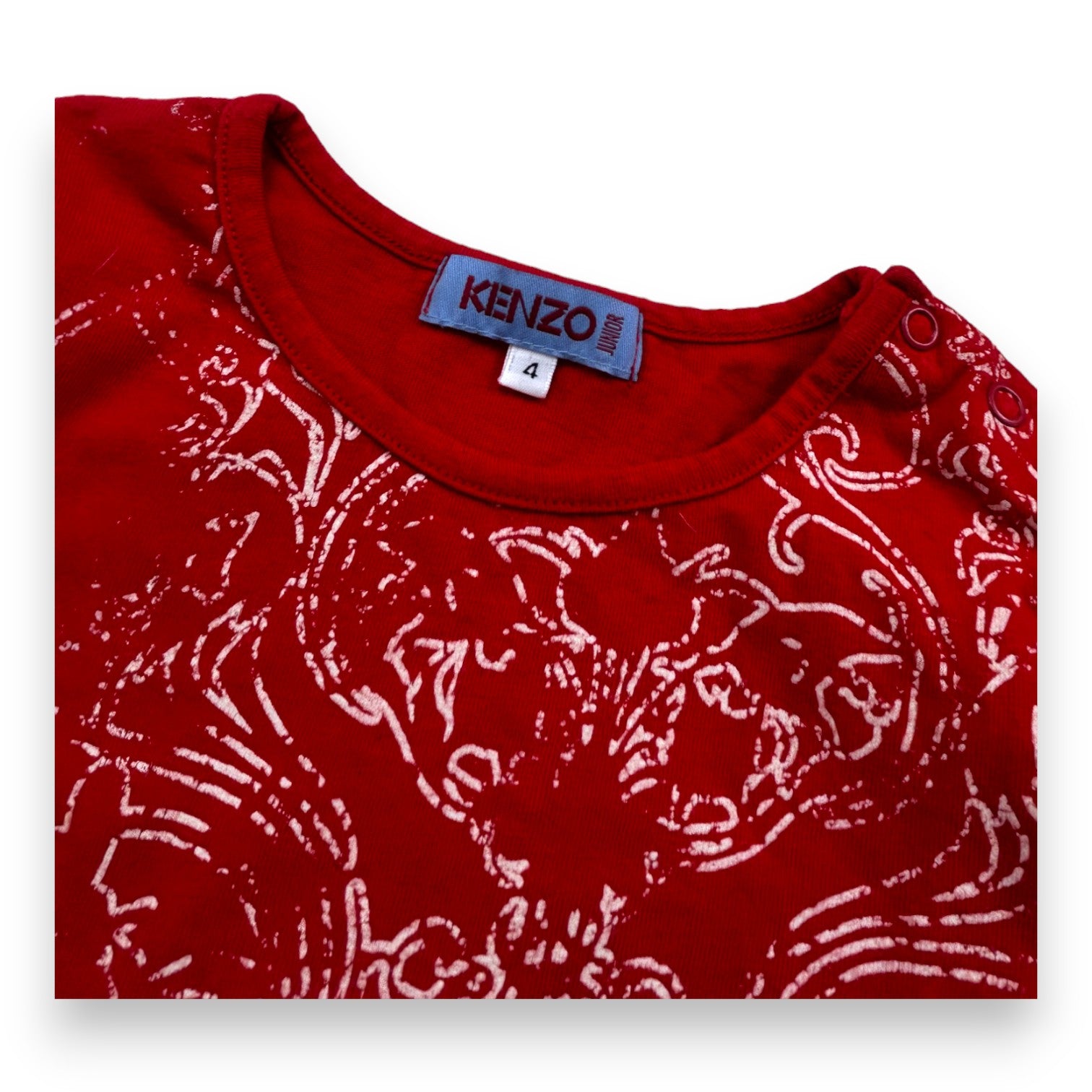KENZO - Red long-sleeved flared T-shirt with graphic design - 4 years