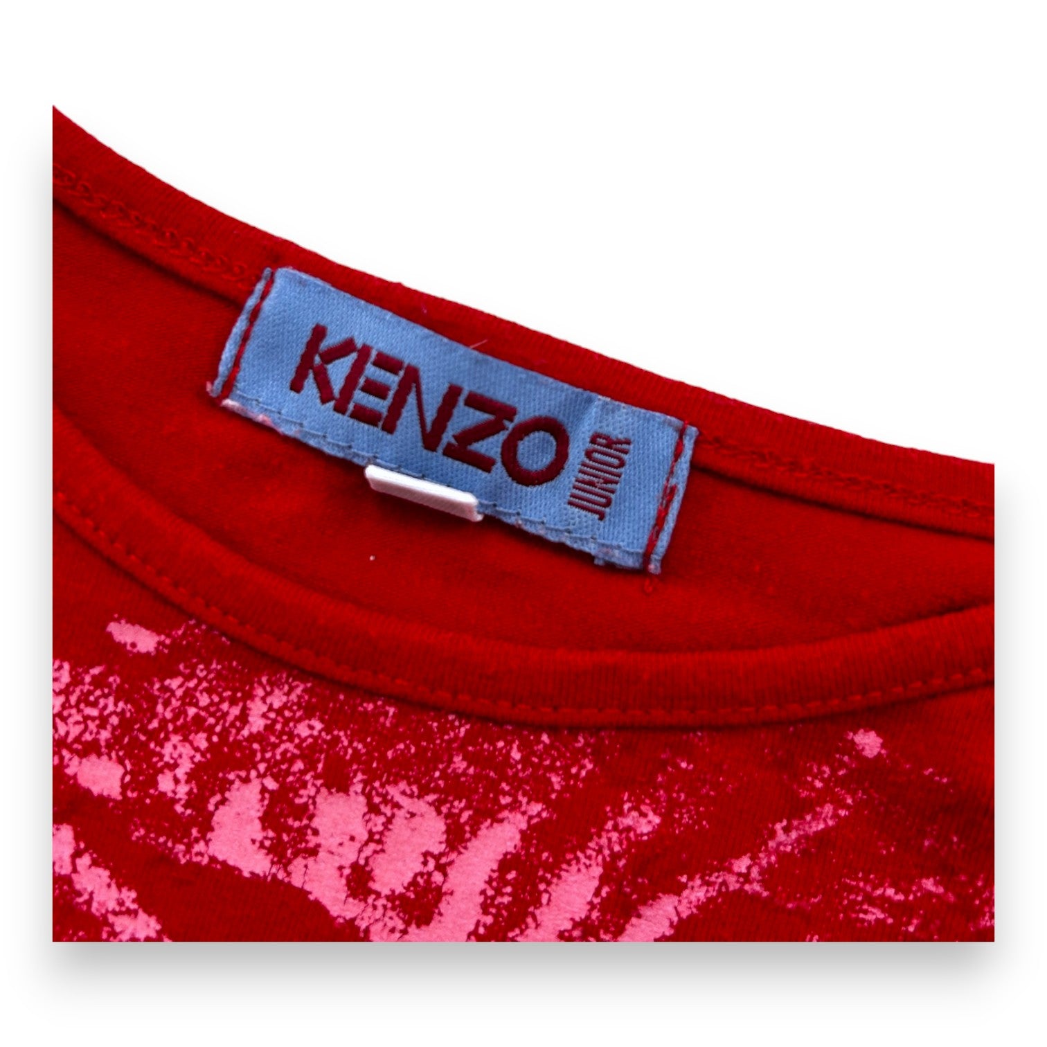 KENZO - T-shirt manches longues rouge avec imprimés - 4 ans