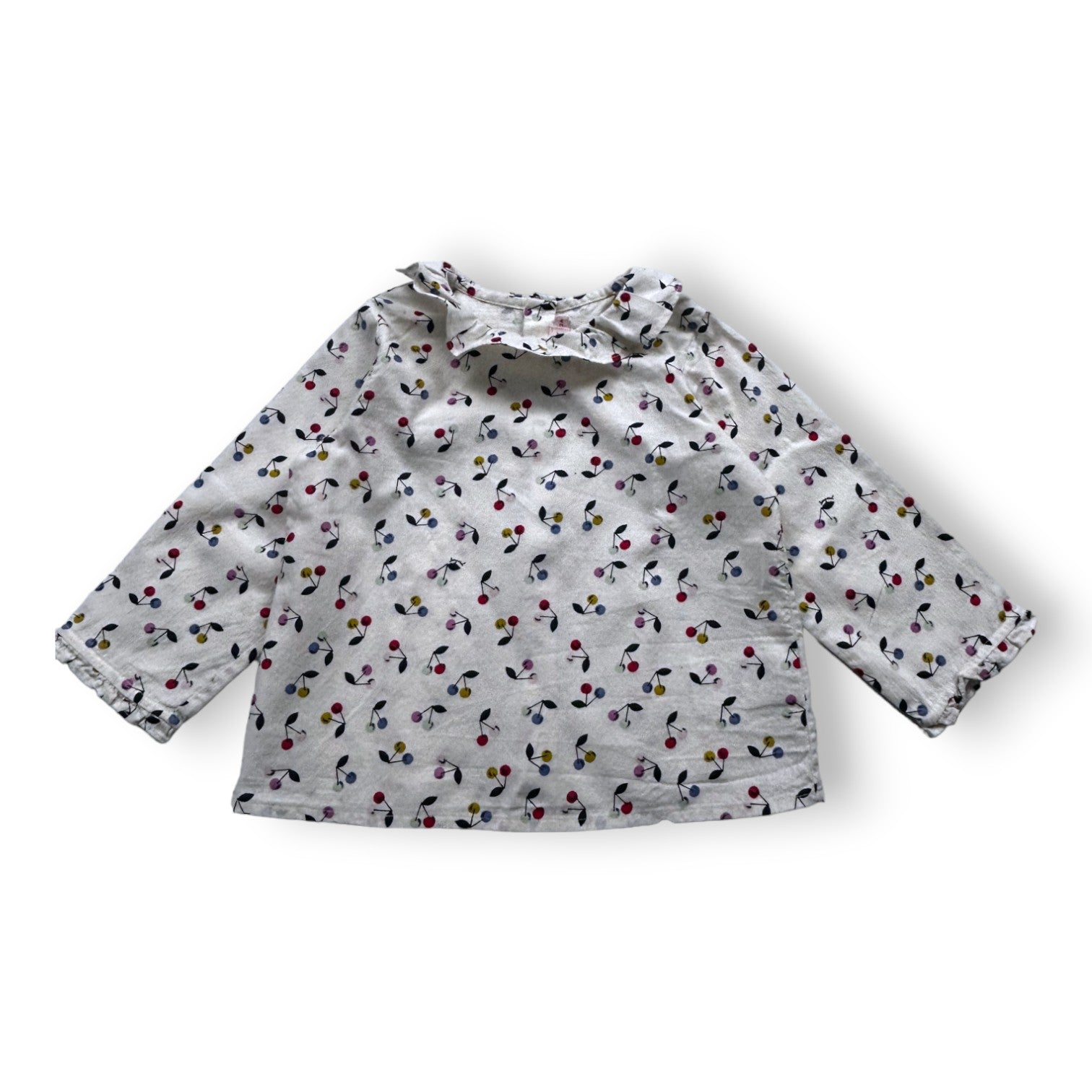 BONPOINT - Blouse blanche motif cerise - 2 ans