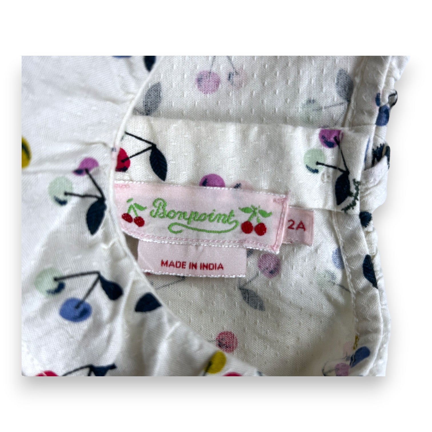 BONPOINT - Blouse blanche motif cerise - 2 ans