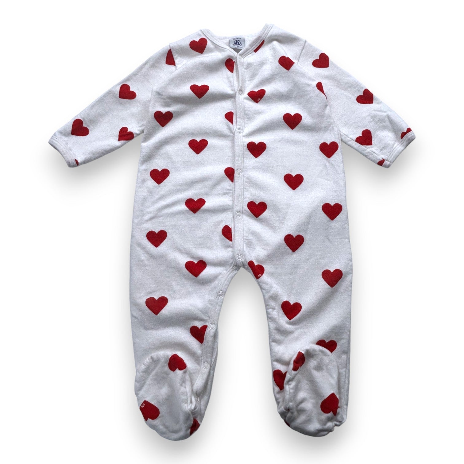 PETIT BATEAU - Pyjama blanc avec des coeurs - 18 mois