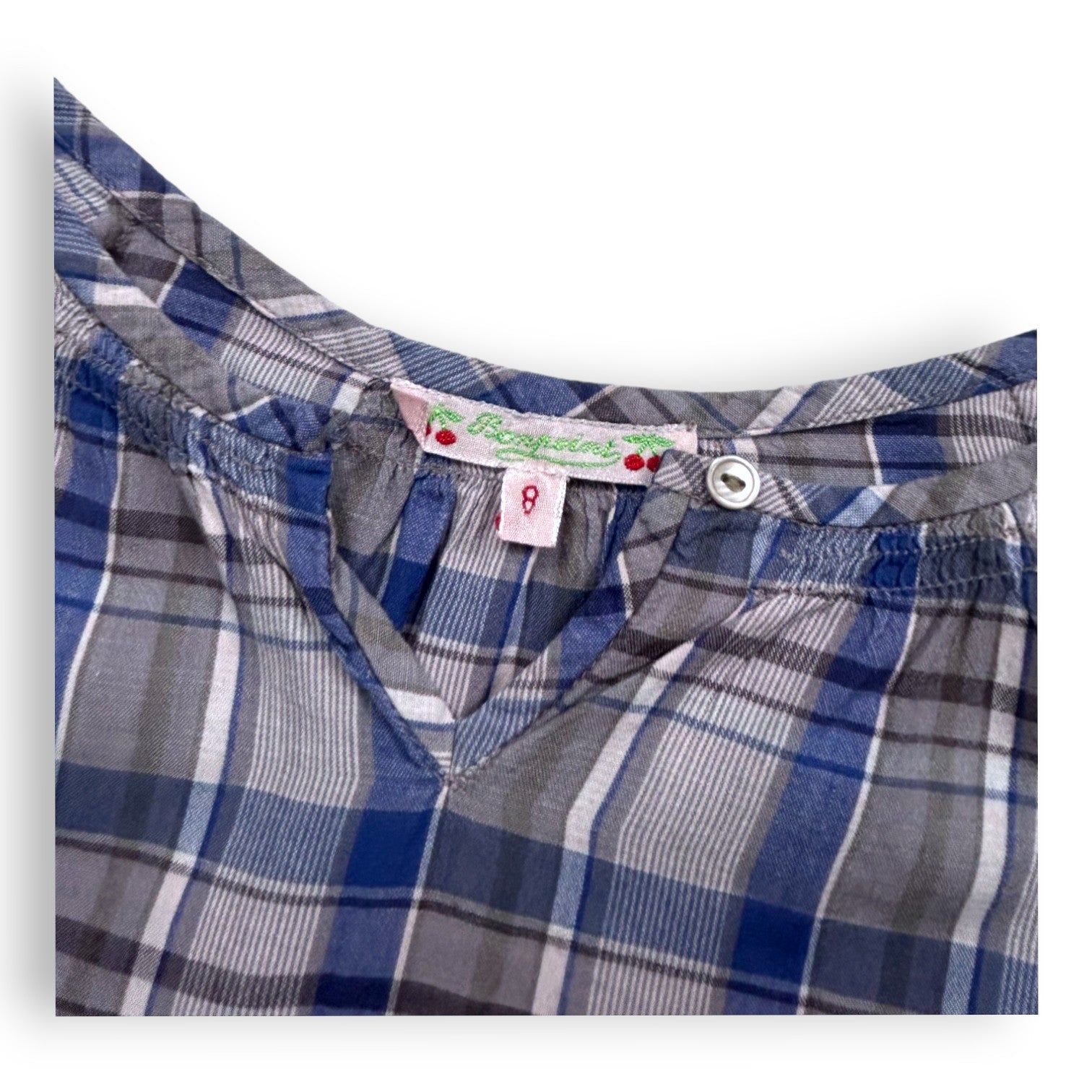 BONPOINT - Robe grise à carreaux - 8 ans