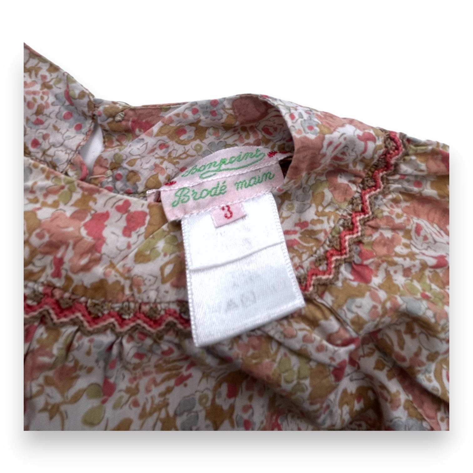BONPOINT - Blouse beige à fleurs - 3 ans