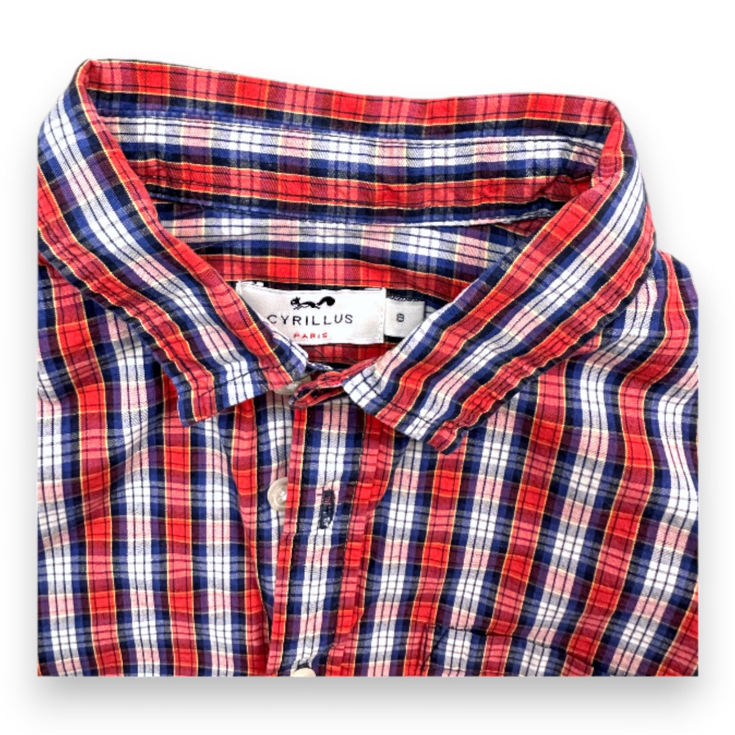 CYRILLUS - Long-sleeved red checkered shirt - 8 years