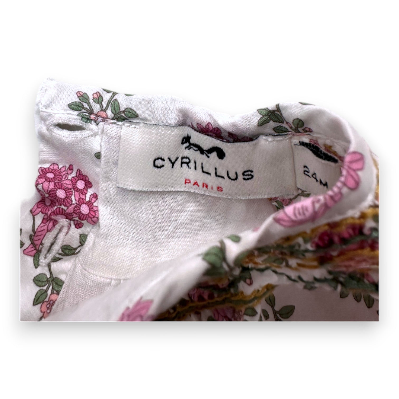CYRILLUS - Robe blanche imprimée fleuris - 2 ans
